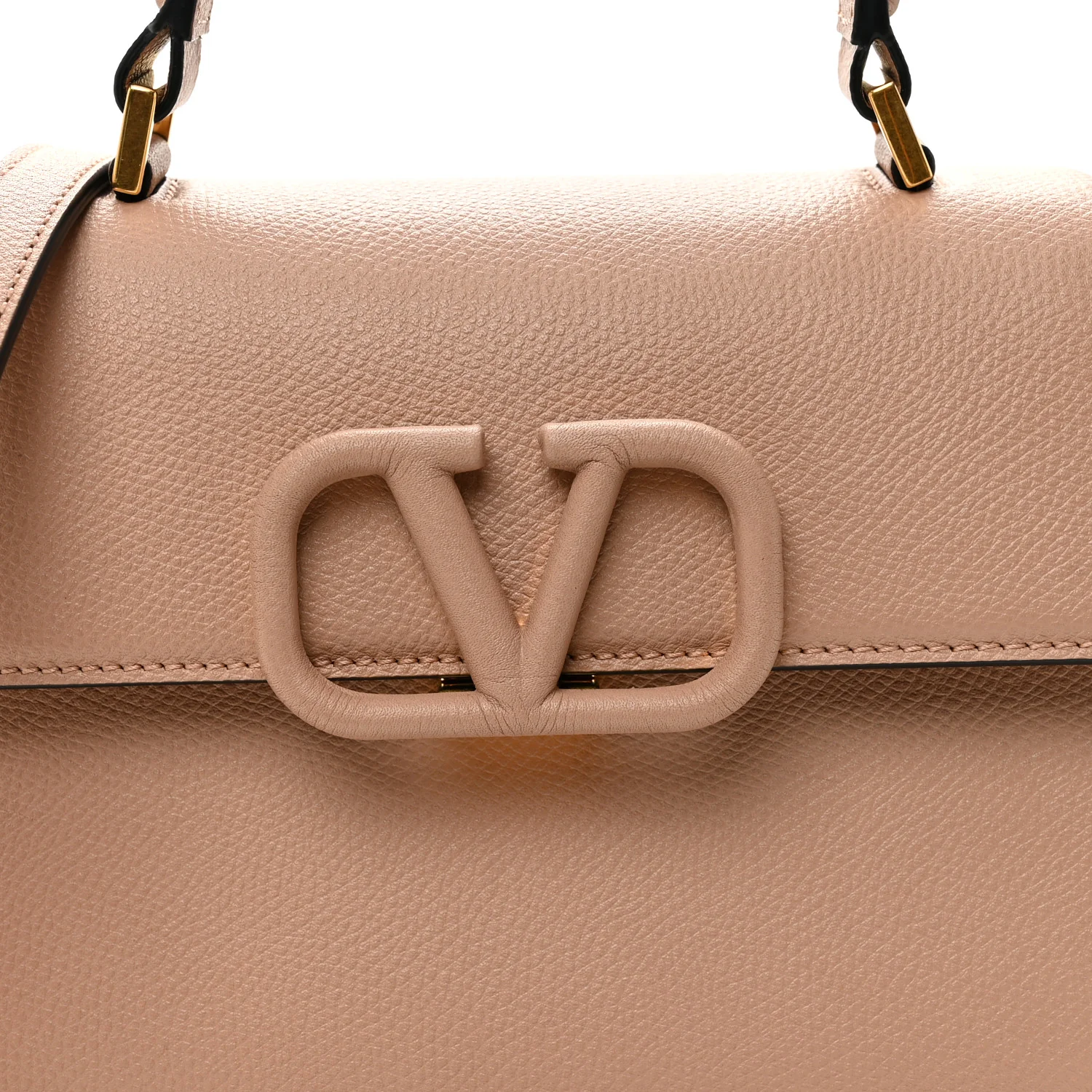 Grainy Calfskin Small VSling Top Handle Bag Poudre - Image 7