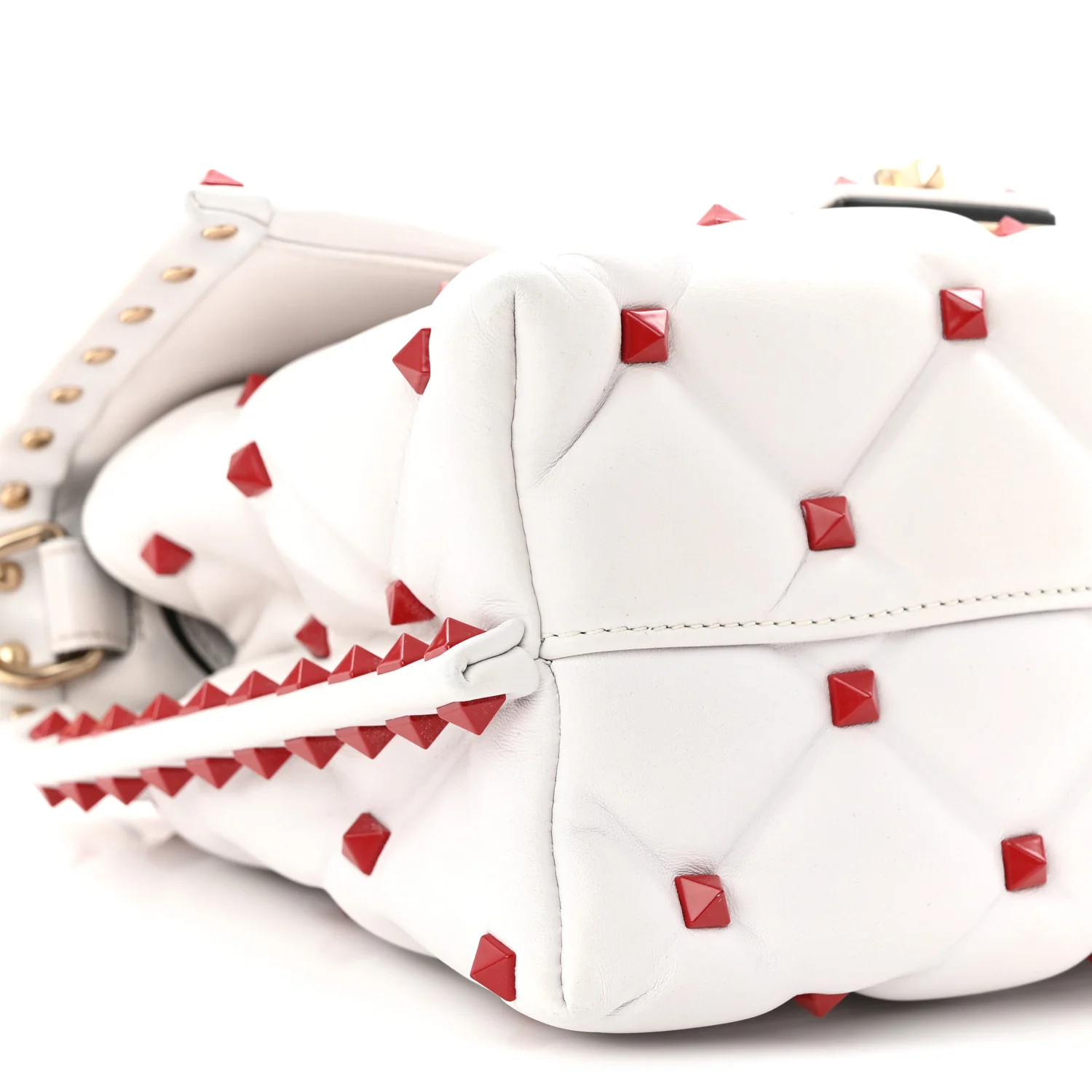 Lambskin Be My VLTN Print Candystud Top Handle Bag White Red Black - Image 8