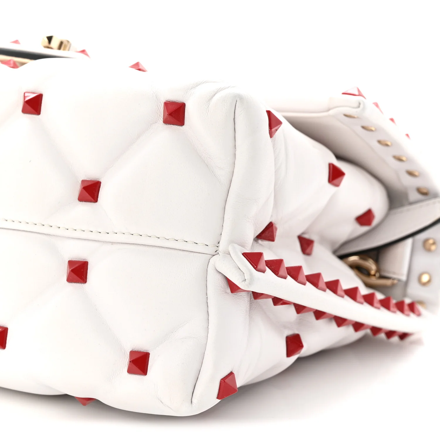 Lambskin Be My VLTN Print Candystud Top Handle Bag White Red Black - Image 9