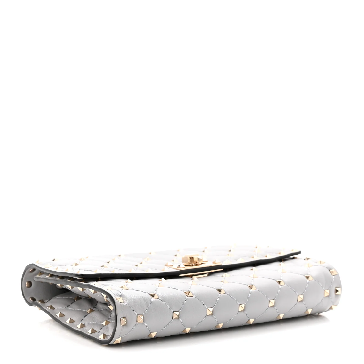 Lambskin Rockstud Spike Wallet on Chain Grey - Image 4