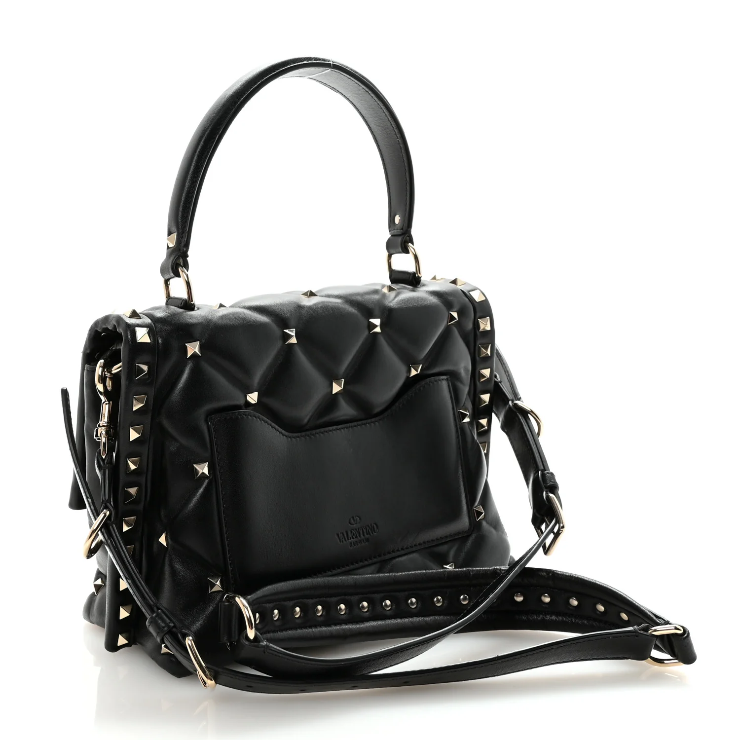 Lambskin VLTN Print Candystud Top Handle Bag Black - Image 3