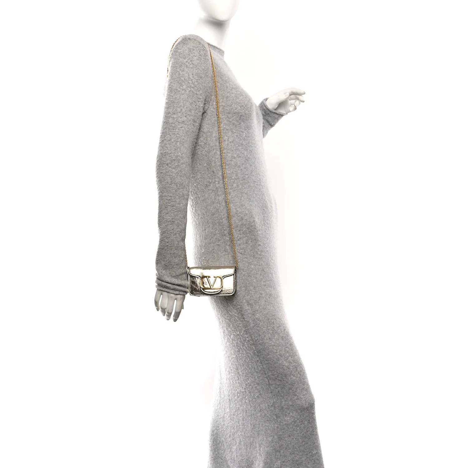 Metallic Calfskin Vlogo Micro Loco Shoulder Bag Platino - Image 2