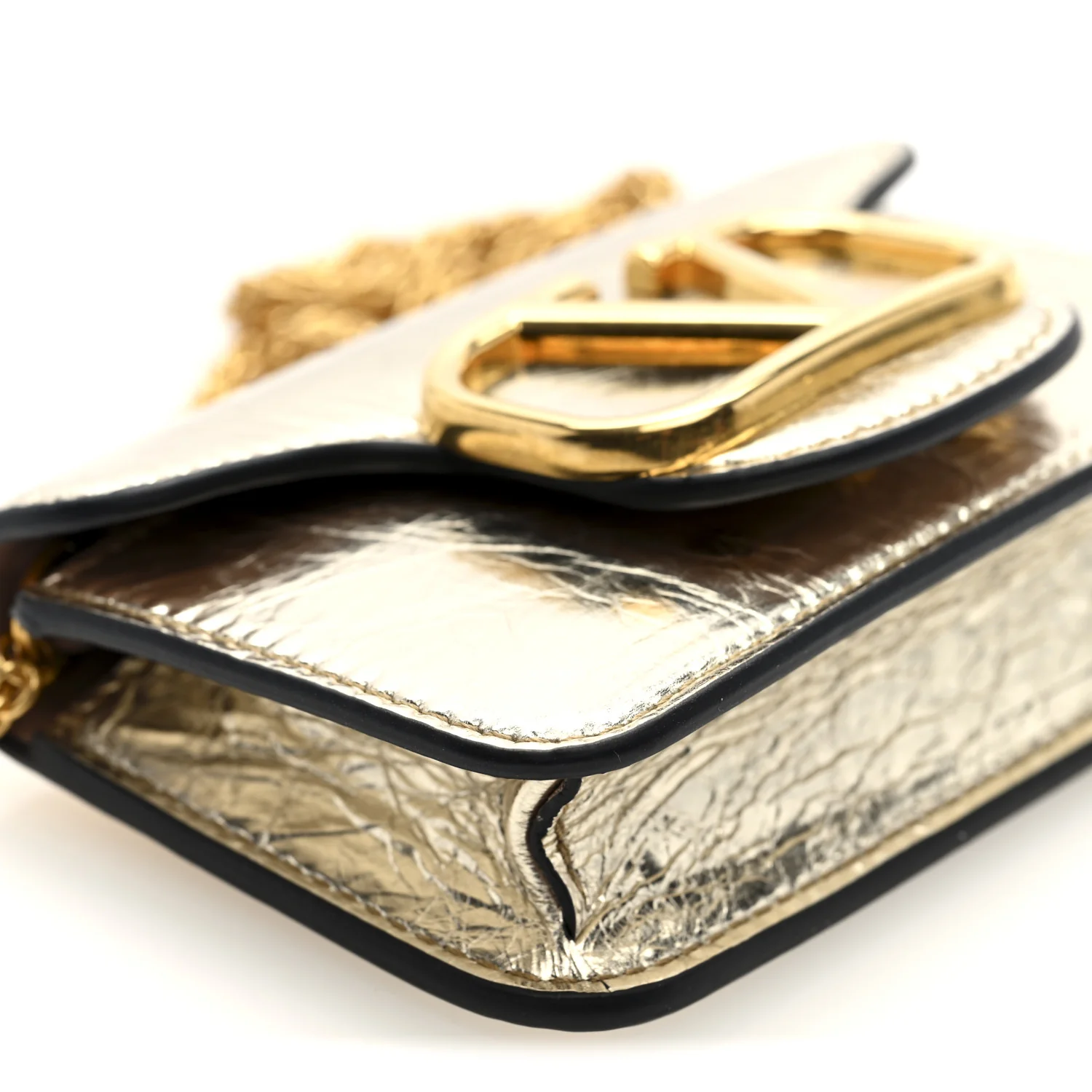 Metallic Calfskin Vlogo Micro Loco Shoulder Bag Platino - Image 9