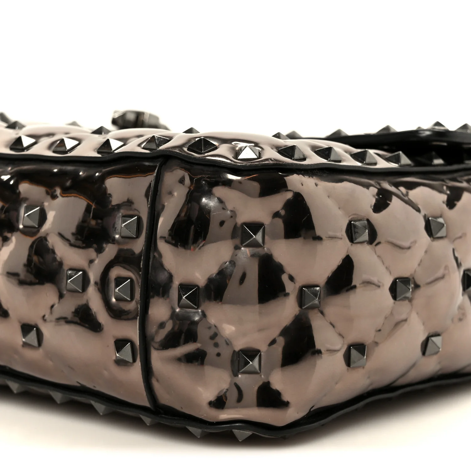 Metallic Patent Medium Rockstud Spike Shoulder Bag Rutenio - Image 10