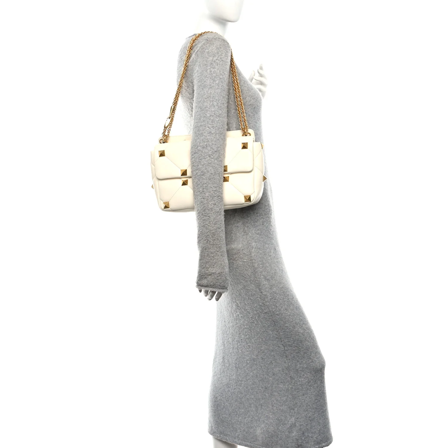 Nappa Large Roman Stud Shoulder Bag Ivory - Image 2