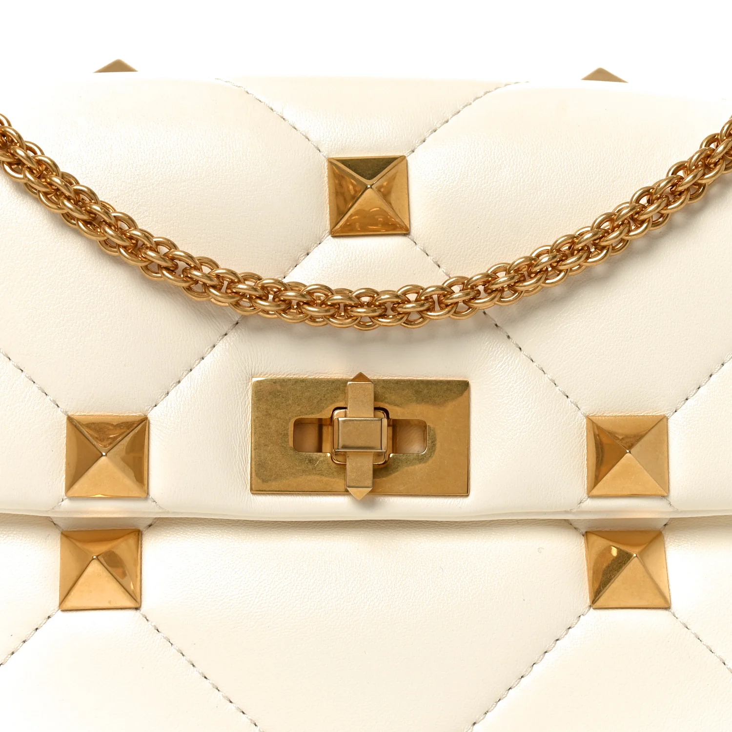 Nappa Large Roman Stud Shoulder Bag Ivory - Image 7