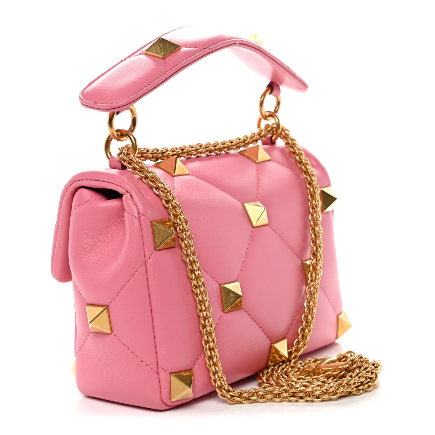 Nappa Medium Roman Stud Shoulder Bag Flamingo Pink - Image 3