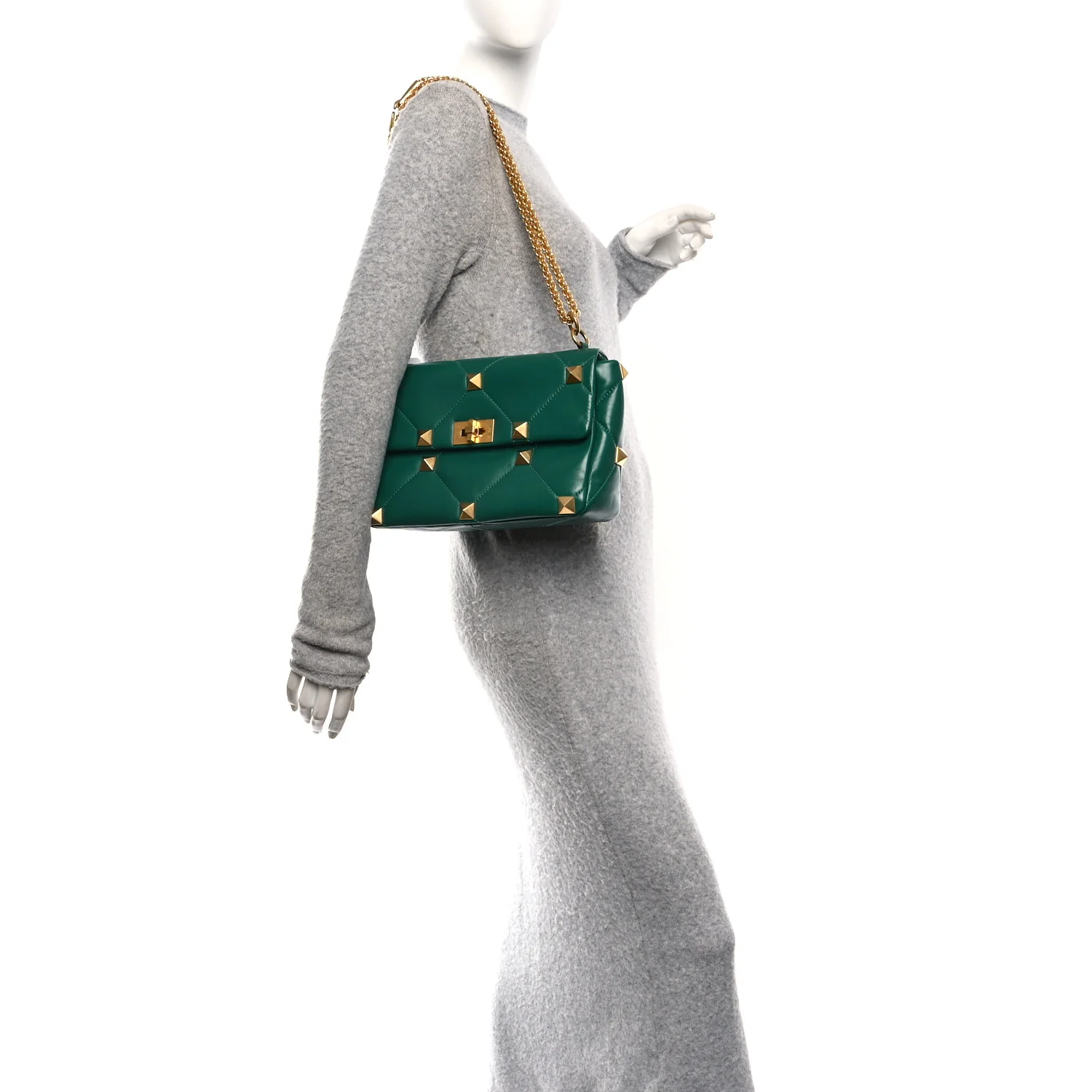 Nappa Medium Roman Stud Shoulder Bag Jungle - Image 2