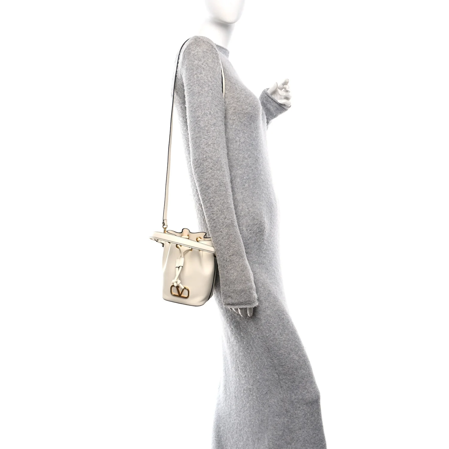 Nappa Mini VLogo Signature Bucket Bag Light Ivory - Image 2