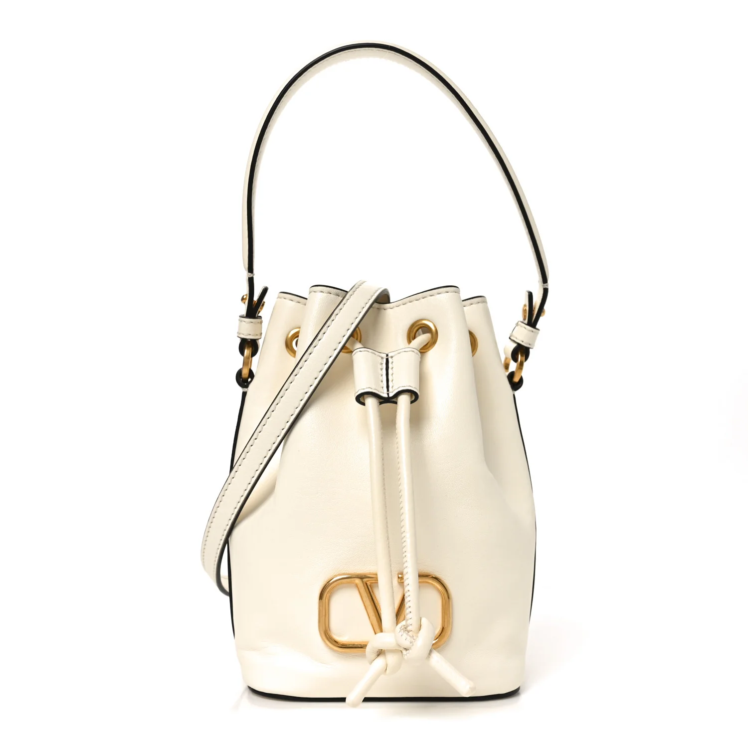 Nappa Mini VLogo Signature Bucket Bag Light Ivory