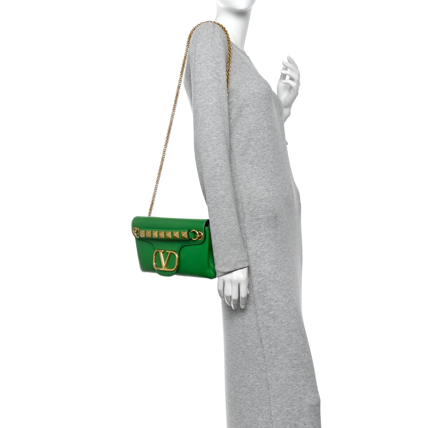 Nappa Stud Sign Shoulder Bag Ultra Green - Image 2