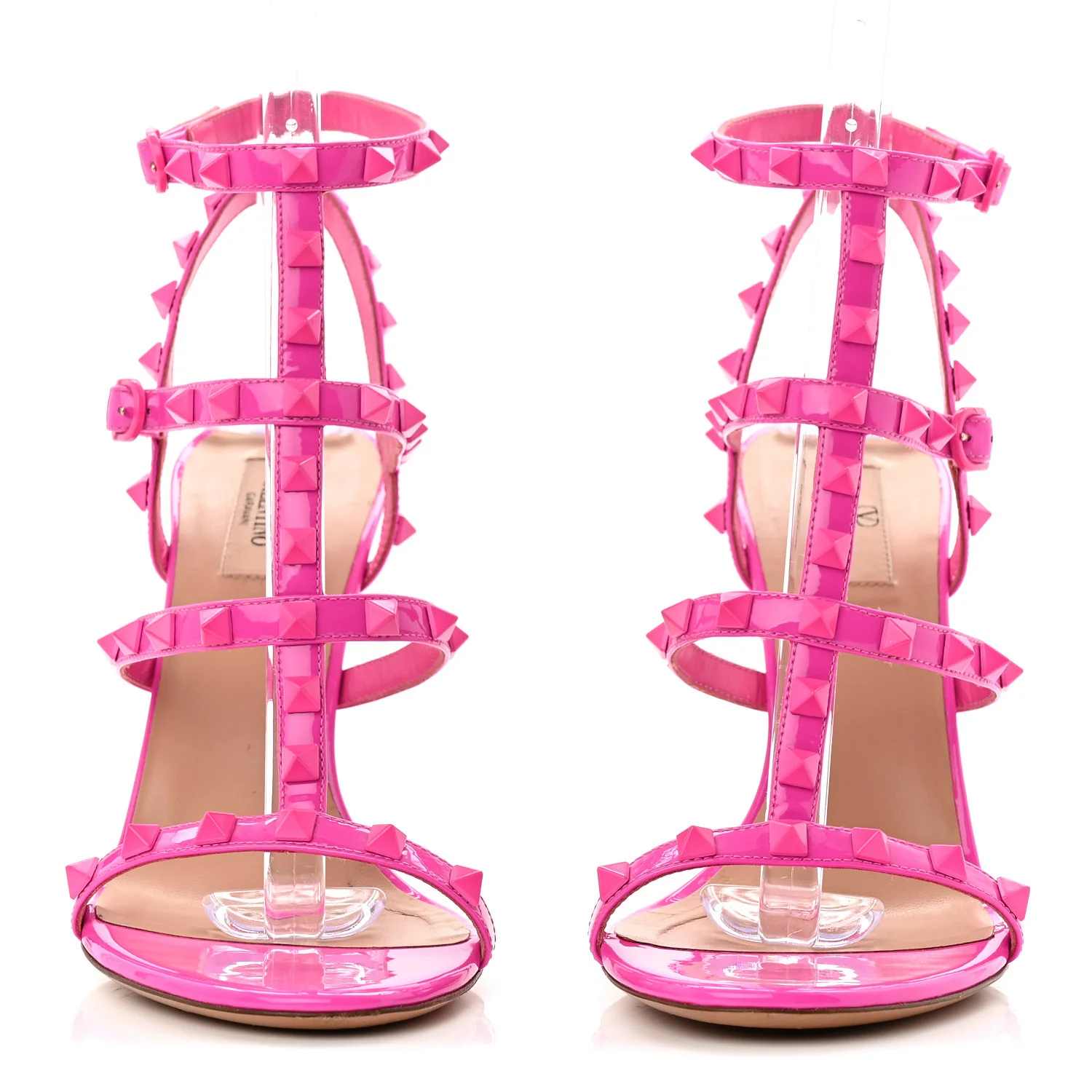 Patent Lacquered Monochrome Rockstud Gladiator 105mm Sandals 40 Pink PP - Image 3