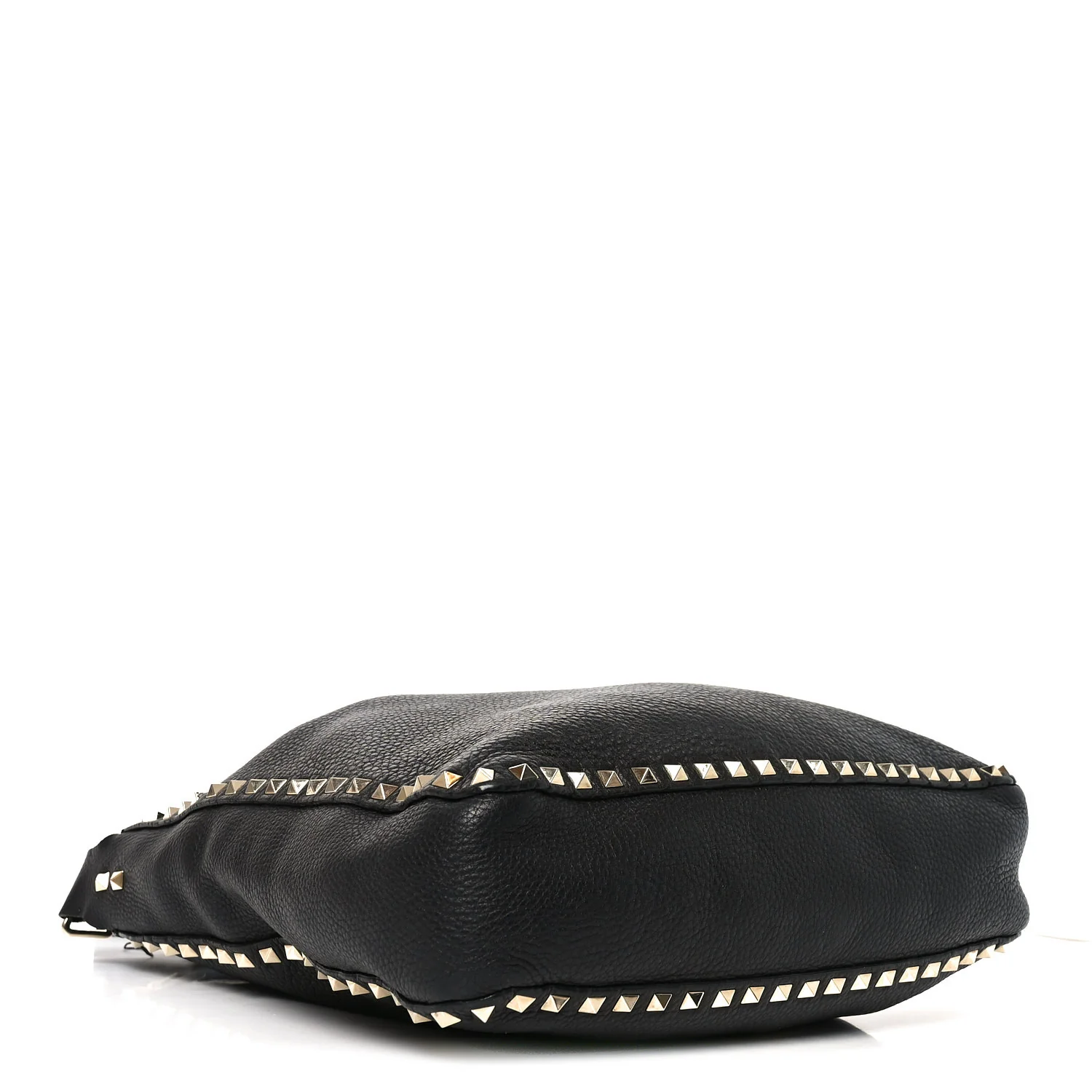 Pebbled Calfskin Large Rockstud Flip-Lock Messenger Bag Black - Image 3