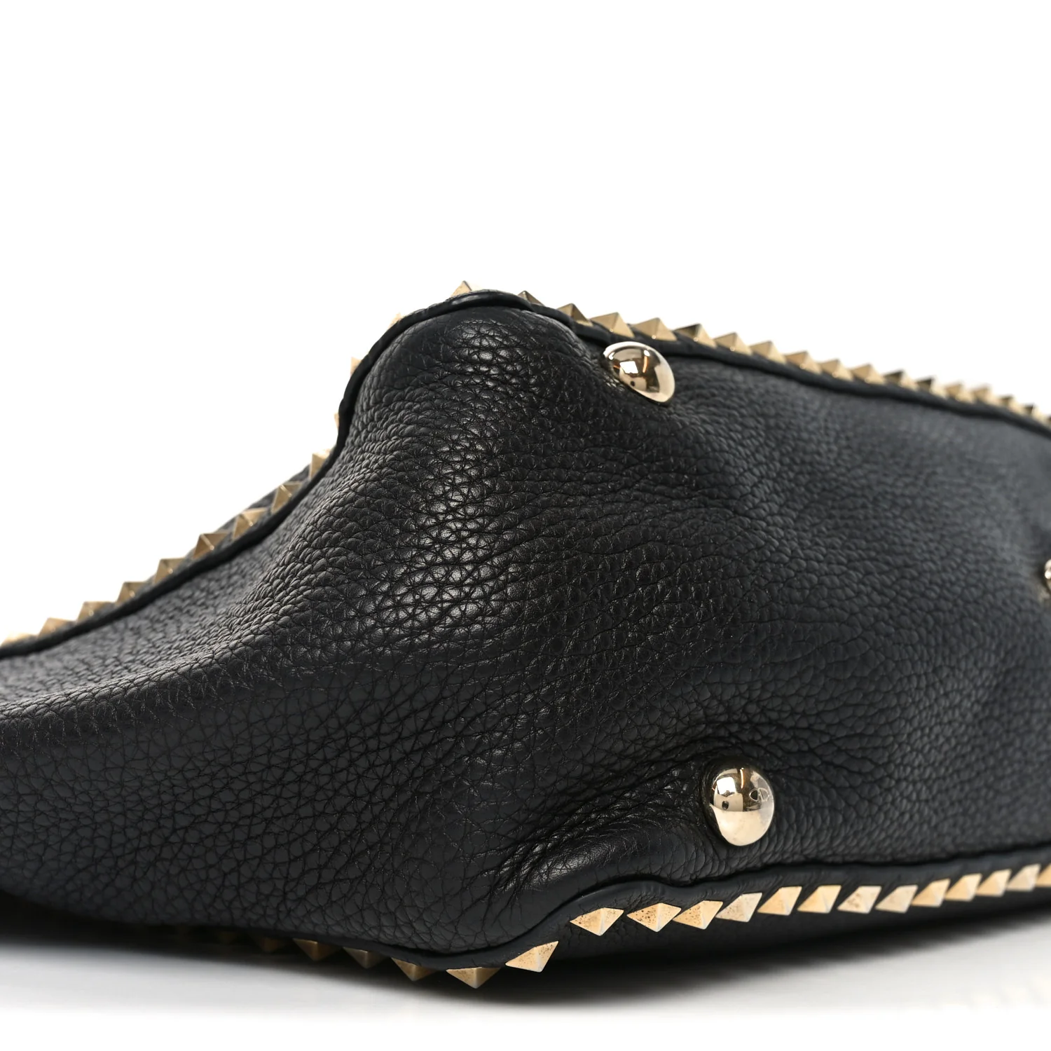 Pebbled Calfskin Medium Rockstud Tote Black - Image 8