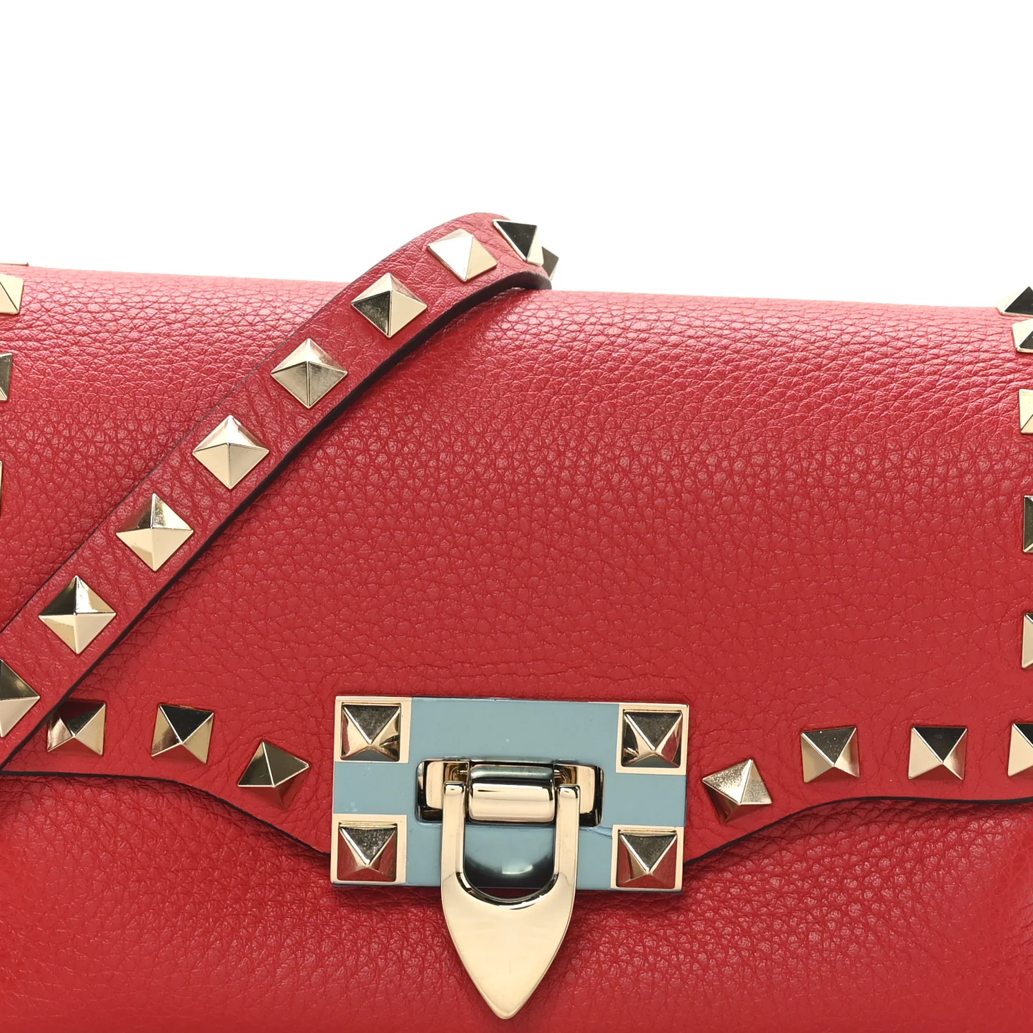 Pebbled Calfskin Mini Rockstud Crossbody Bag Rouge Pur - Image 7