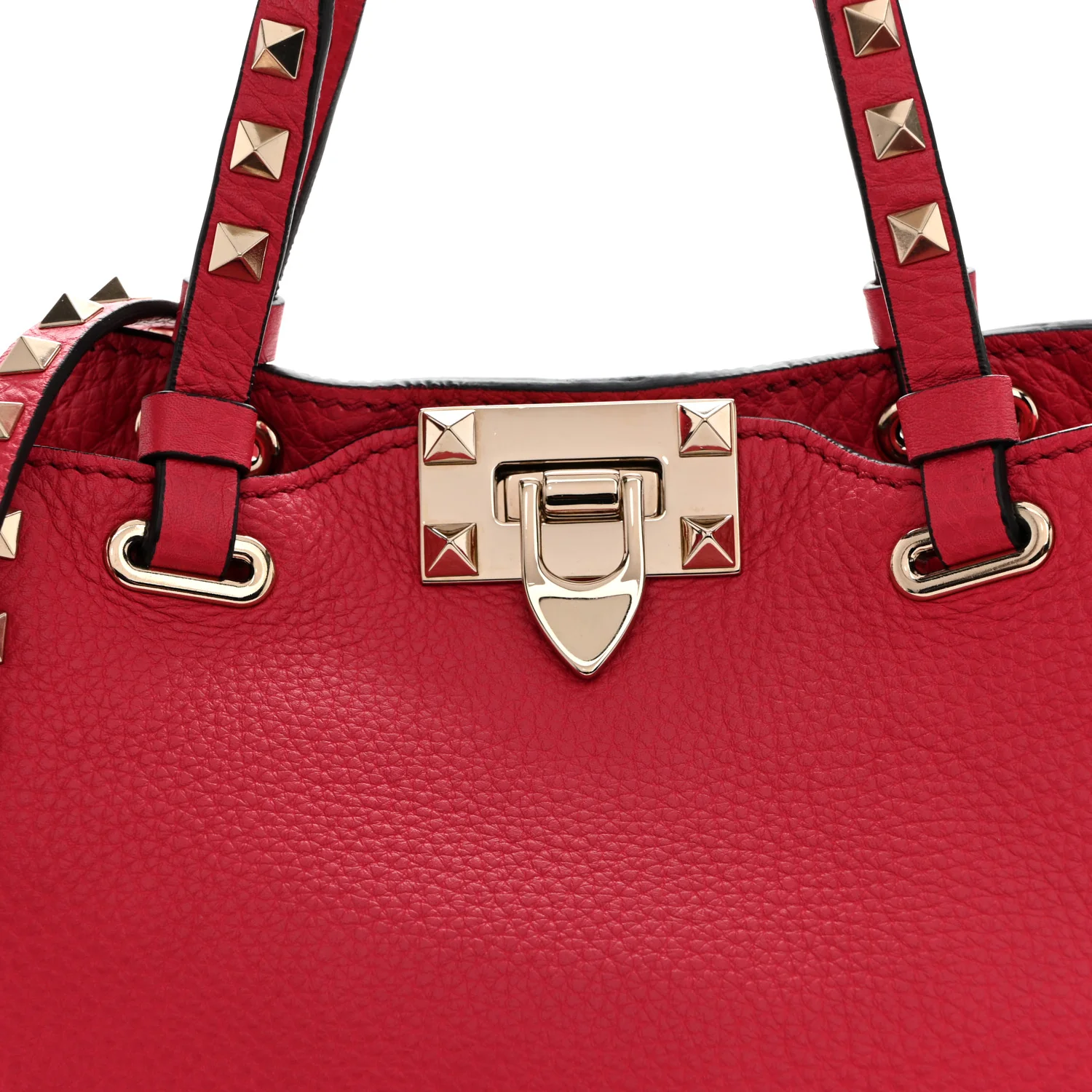 Pebbled Calfskin Mini Rockstud Tote Cyclamin - Image 7