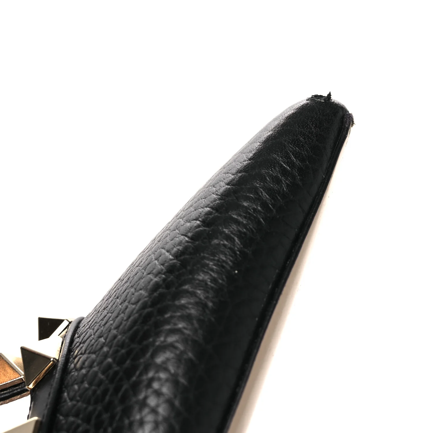 Pebbled Calfskin Rockstud Ankle Strap 100mm Pumps 37.5 Black - Image 11