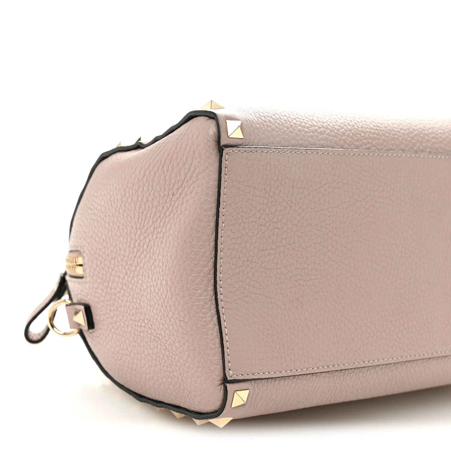 Pebbled Calfskin Rockstud Bowling Bag Poudre - Image 8
