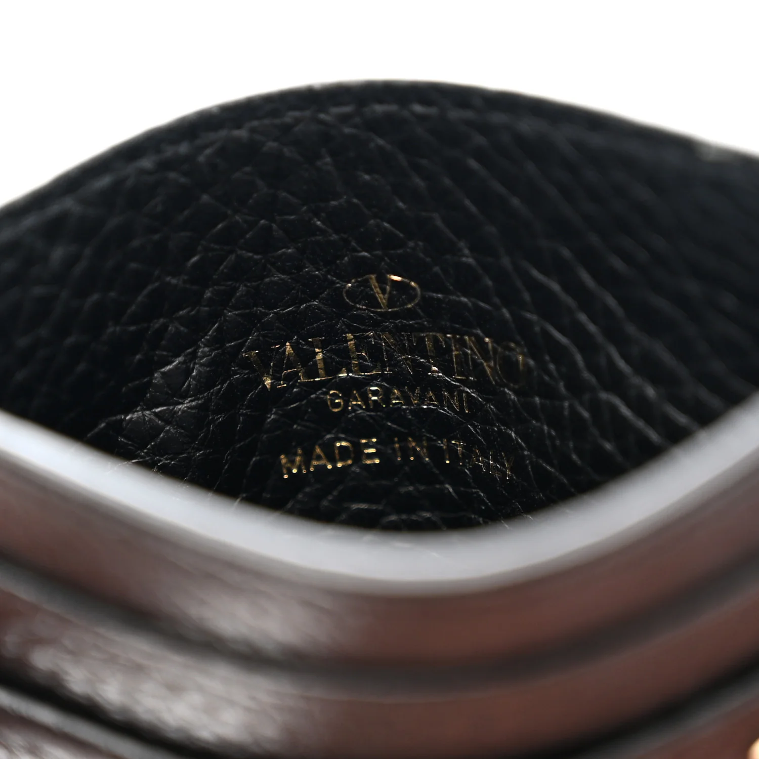 Pebbled Calfskin Rockstud Card Holder Black - Image 6