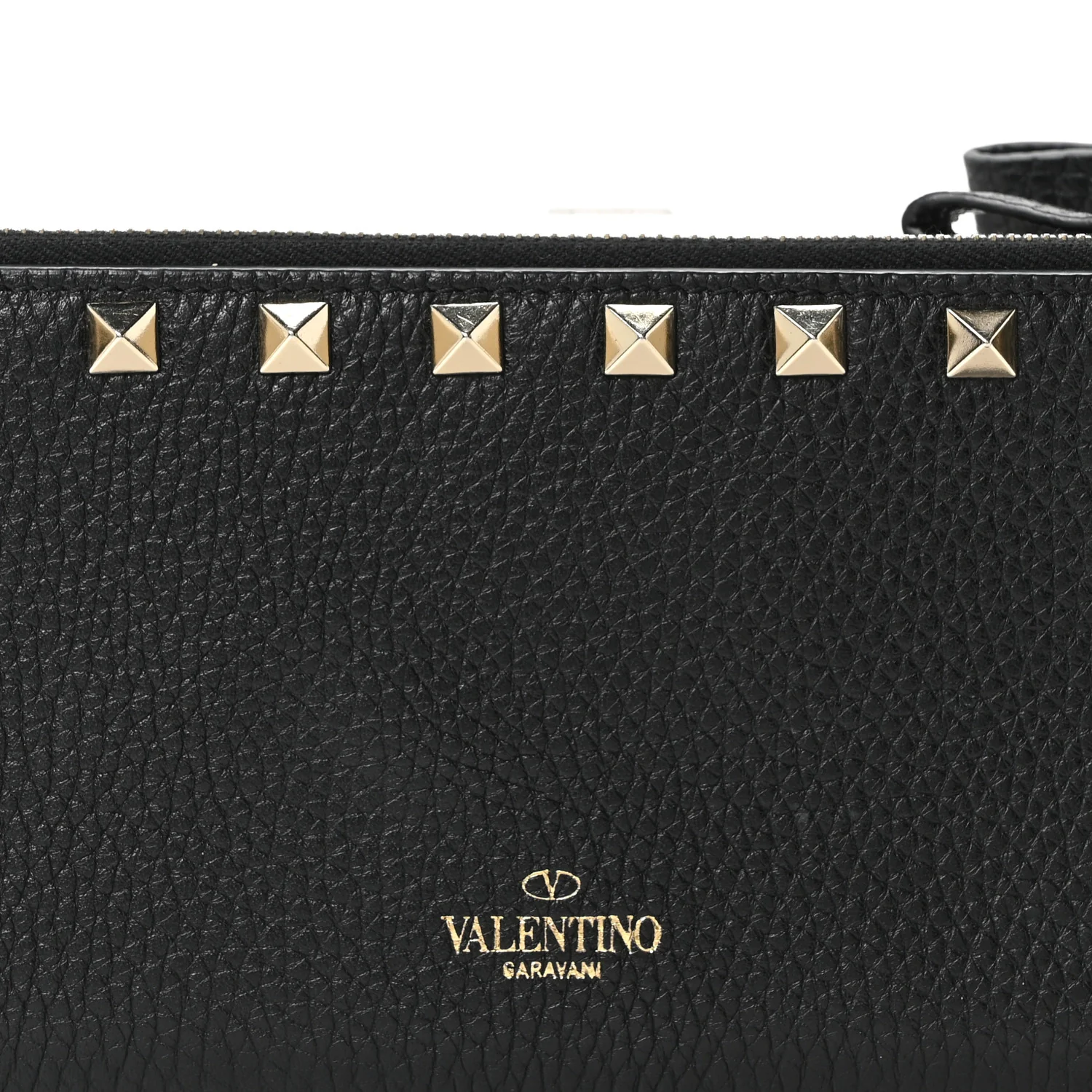Pebbled Calfskin Rockstud Continental Wallet Black - Image 7