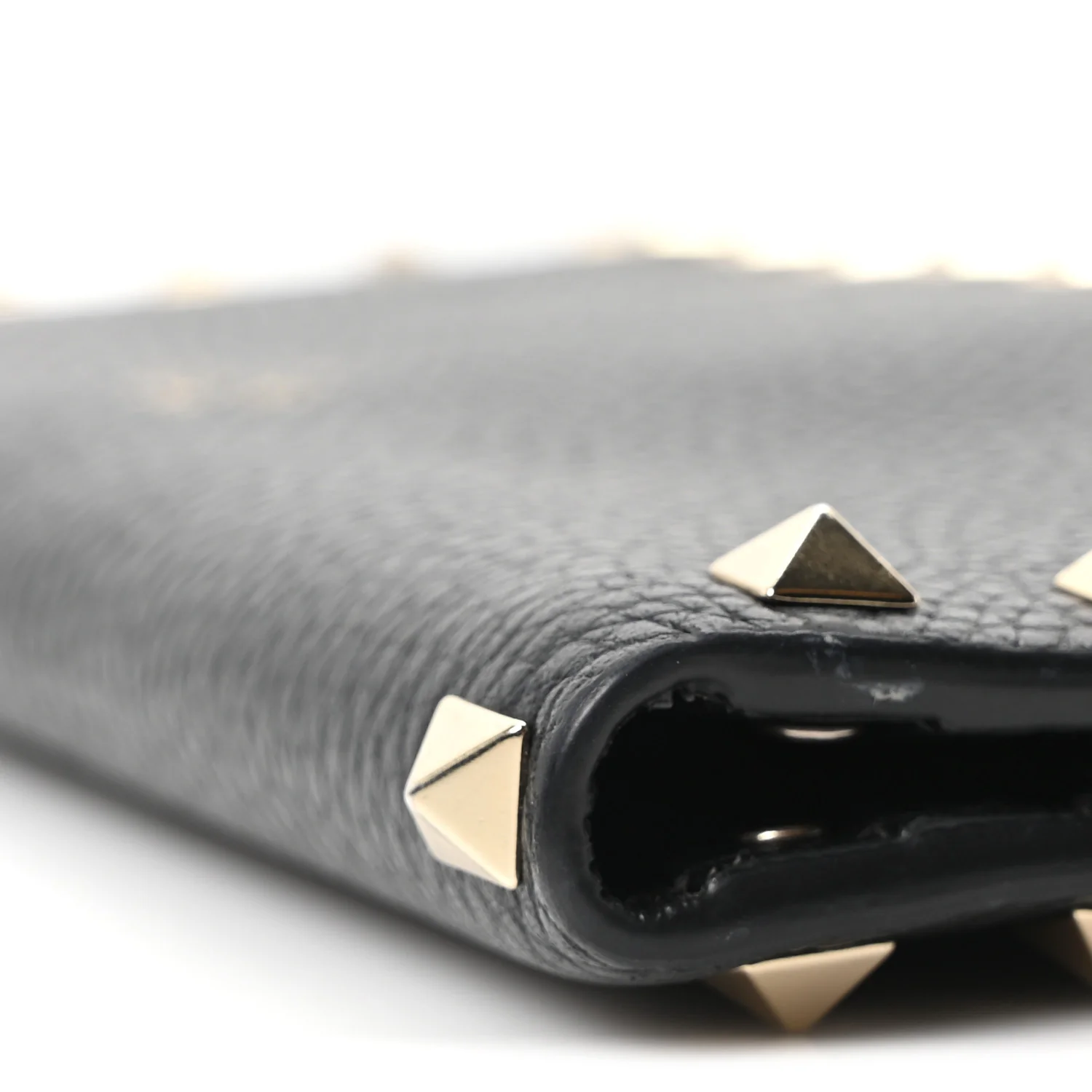 Pebbled Calfskin Rockstud Continental Wallet Black - Image 9