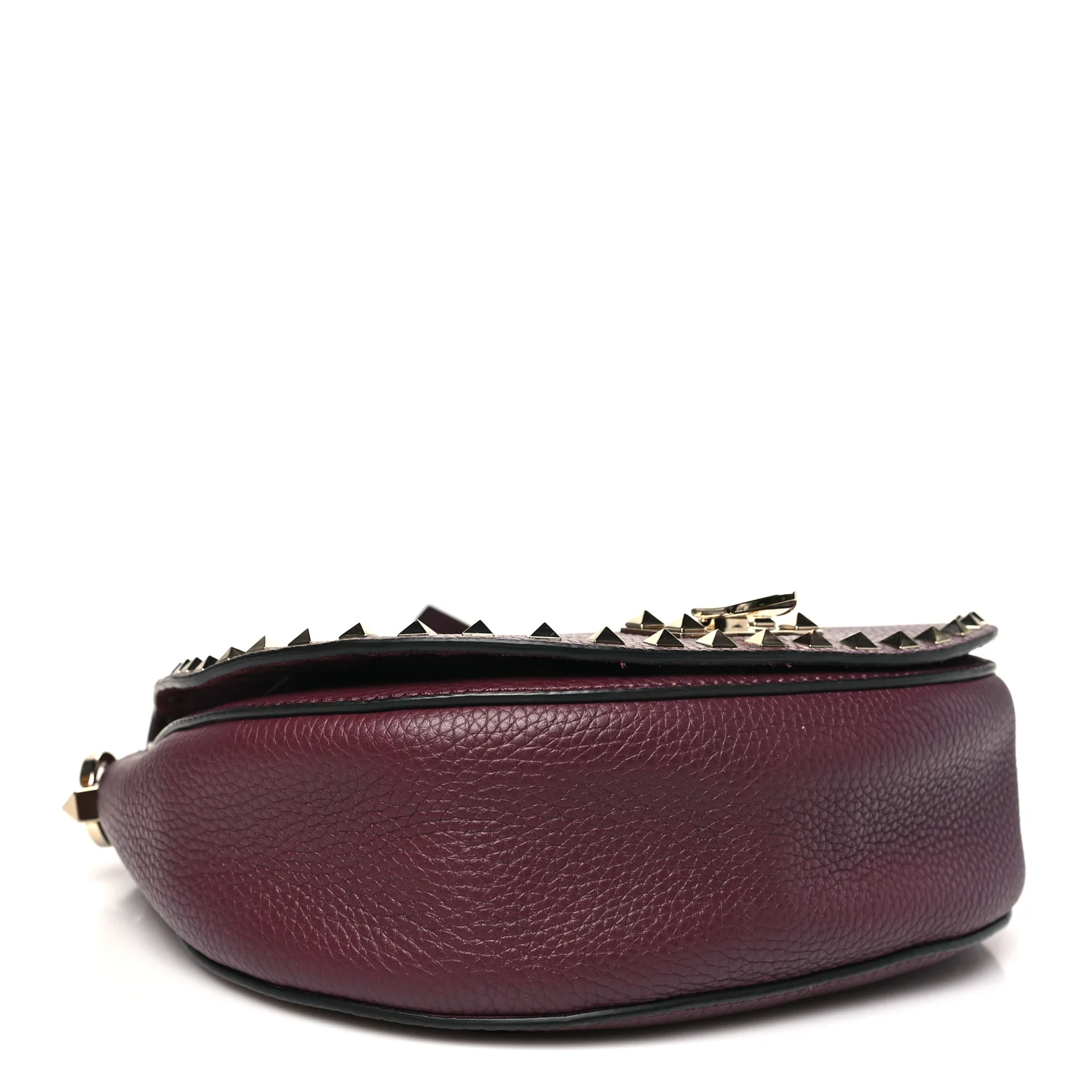 Pebbled Calfskin Rockstud Crossbody Saddle Bag Rubin - Image 4