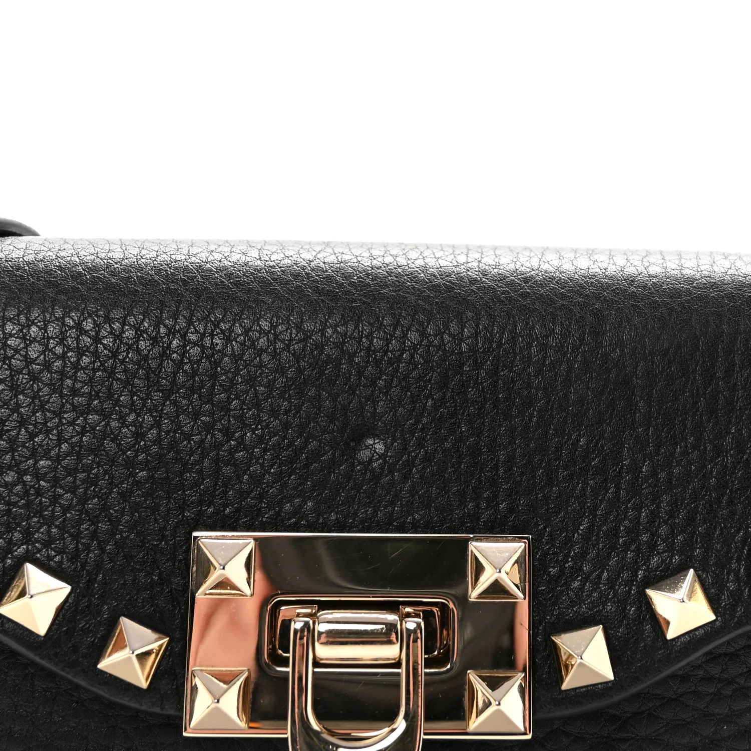 Pebbled Calfskin Rockstud Flip Lock Shoulder Bag Black - Image 7