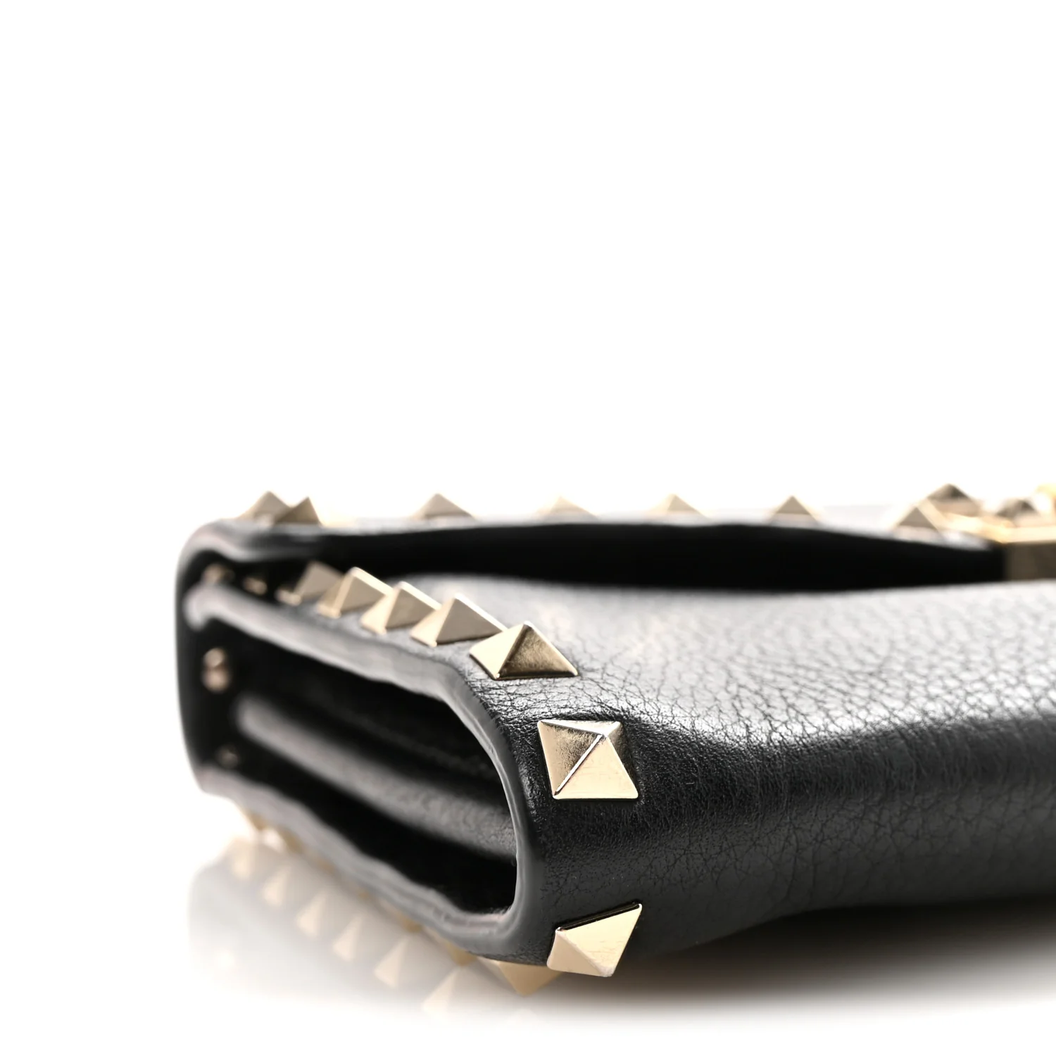 Pebbled Calfskin Rockstud Flip Lock Shoulder Bag Black - Image 8