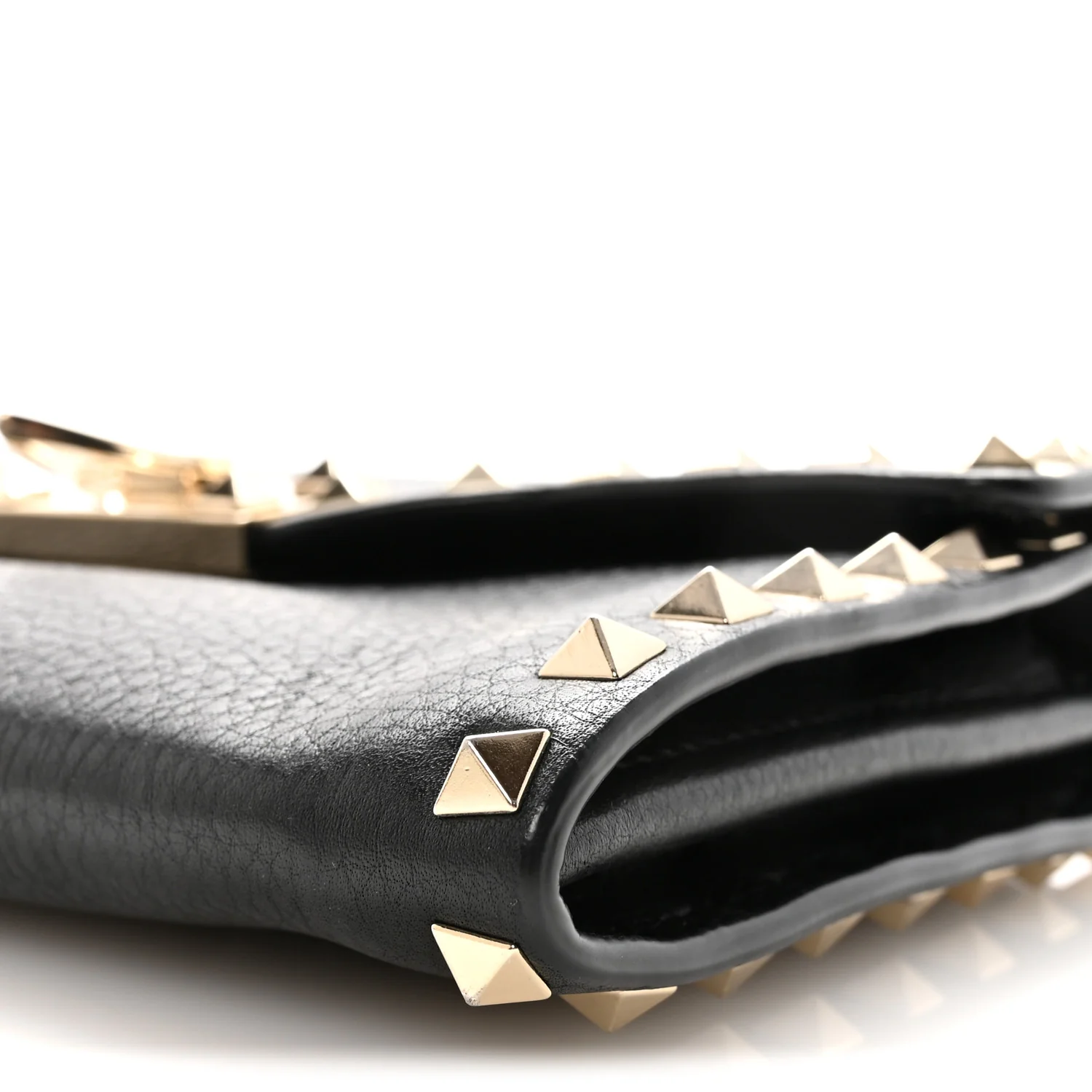 Pebbled Calfskin Rockstud Flip Lock Shoulder Bag Black - Image 9