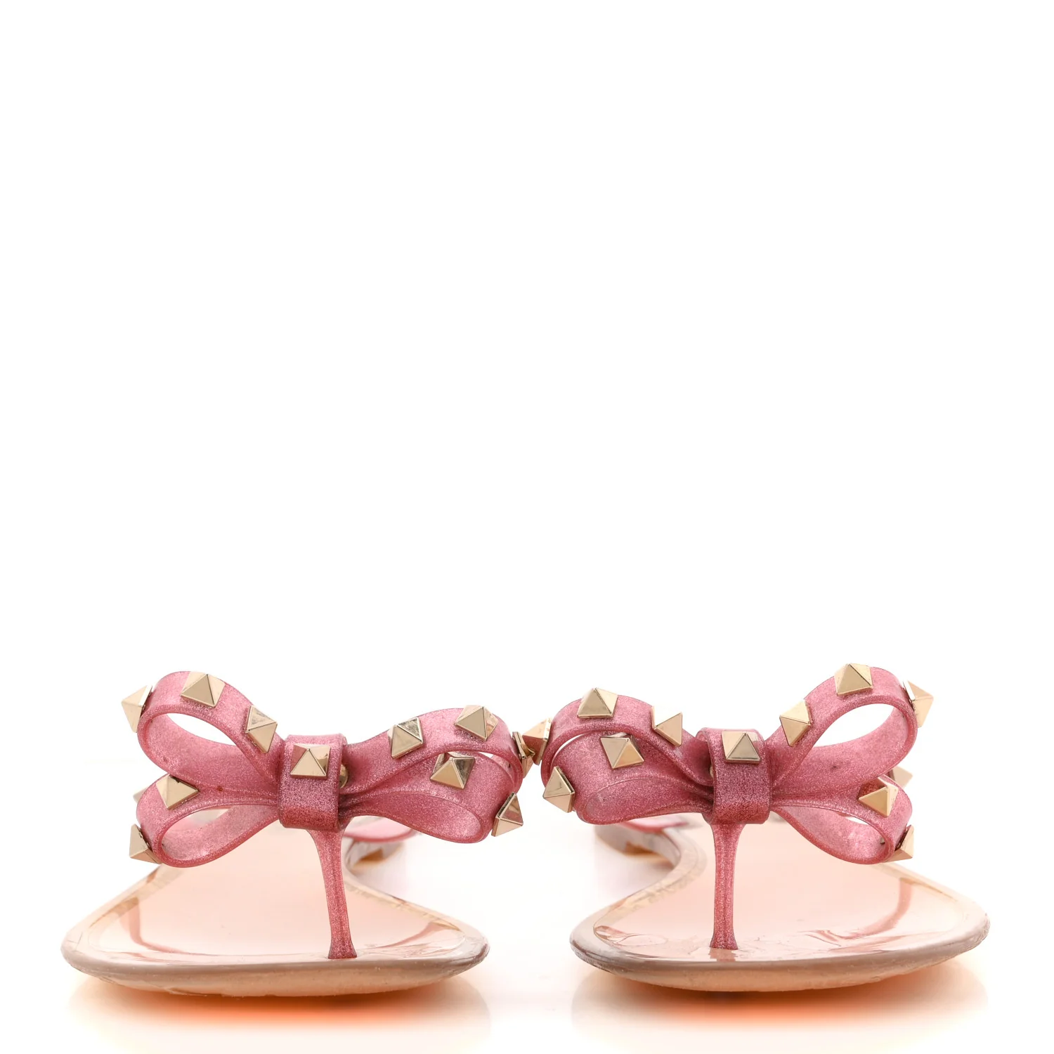 PVC Jelly Glitter Rockstud Bow Thong Sandals 39 Pink - Image 3