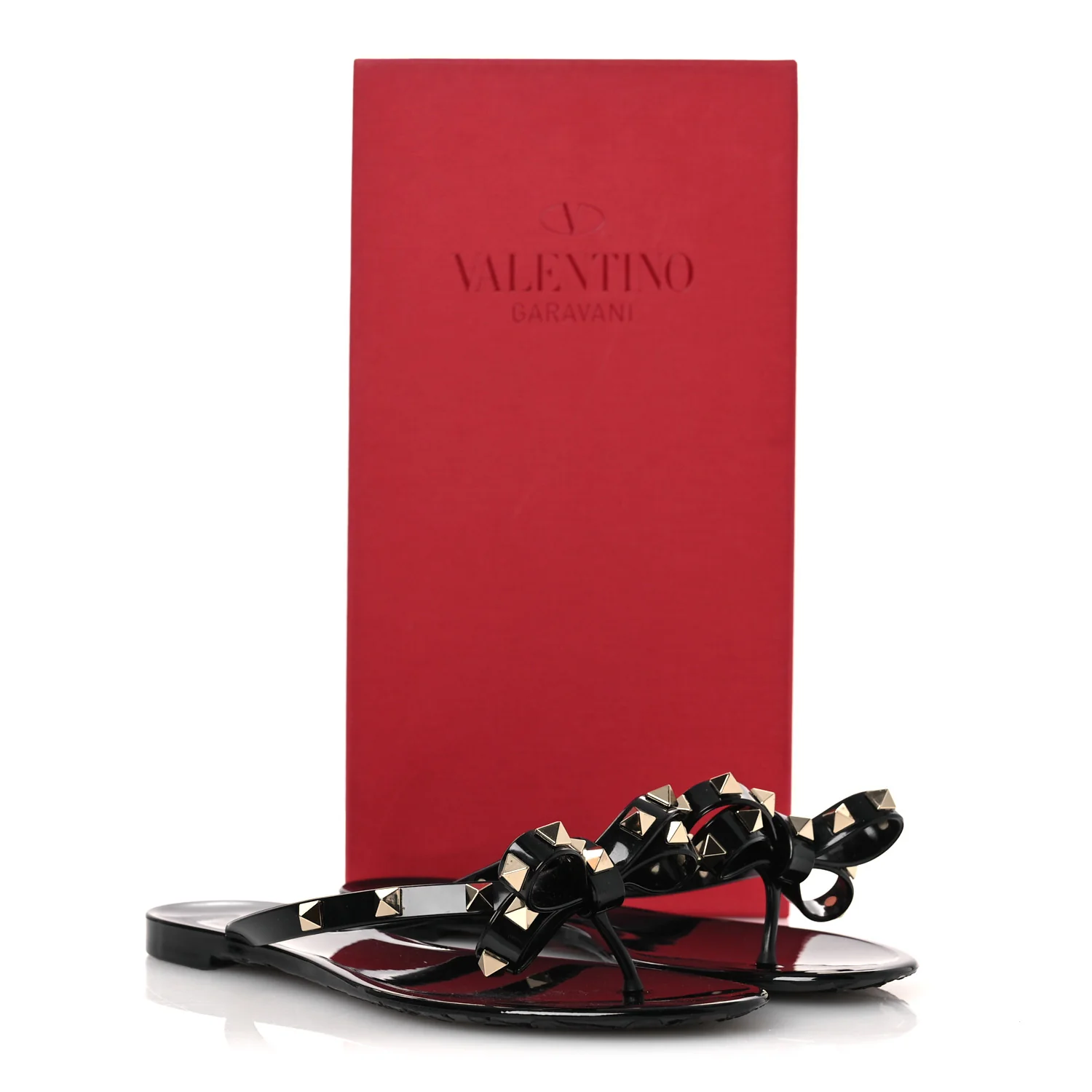 PVC Jelly Rockstud Bow Thong Sandals 36 Black - Image 11