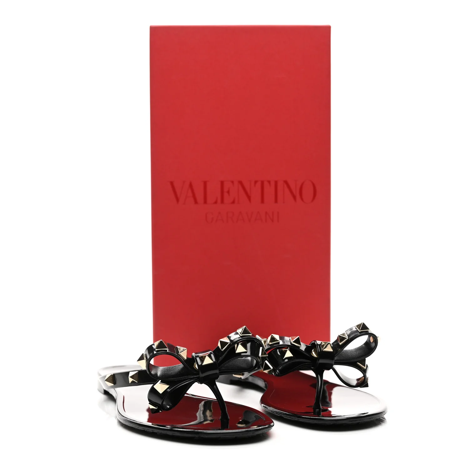 PVC Jelly Rockstud Bow Thong Sandals 37 Black - Image 8