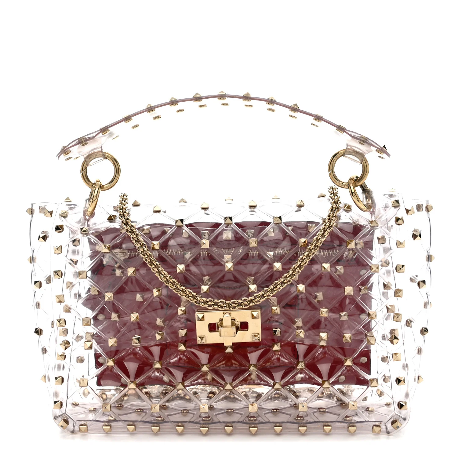 PVC Medium Rockstud Spike Shoulder Bag