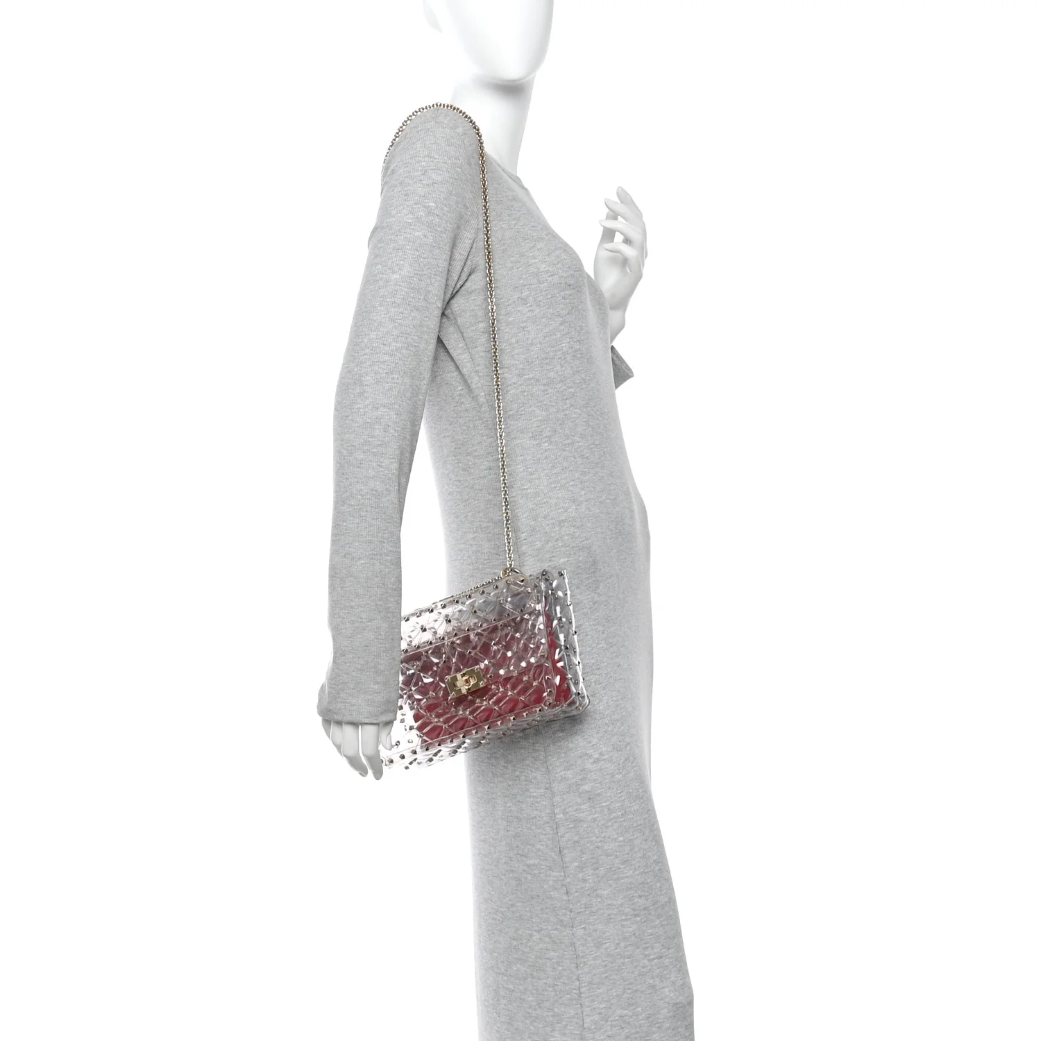 PVC Medium Rockstud Spike Shoulder Bag - Image 2