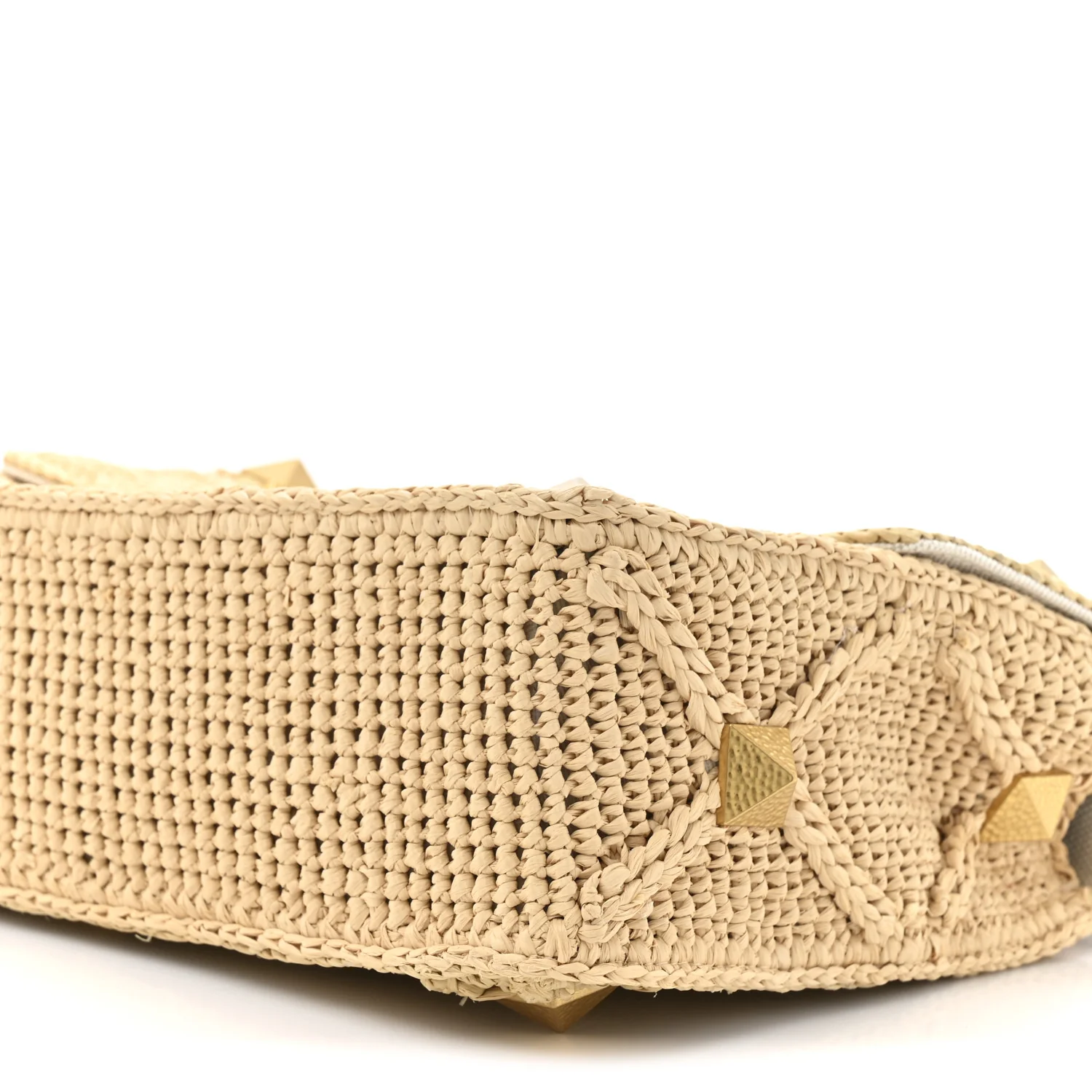 Raffia Large Roman Stud Shoulder Bag Naturale - Image 8