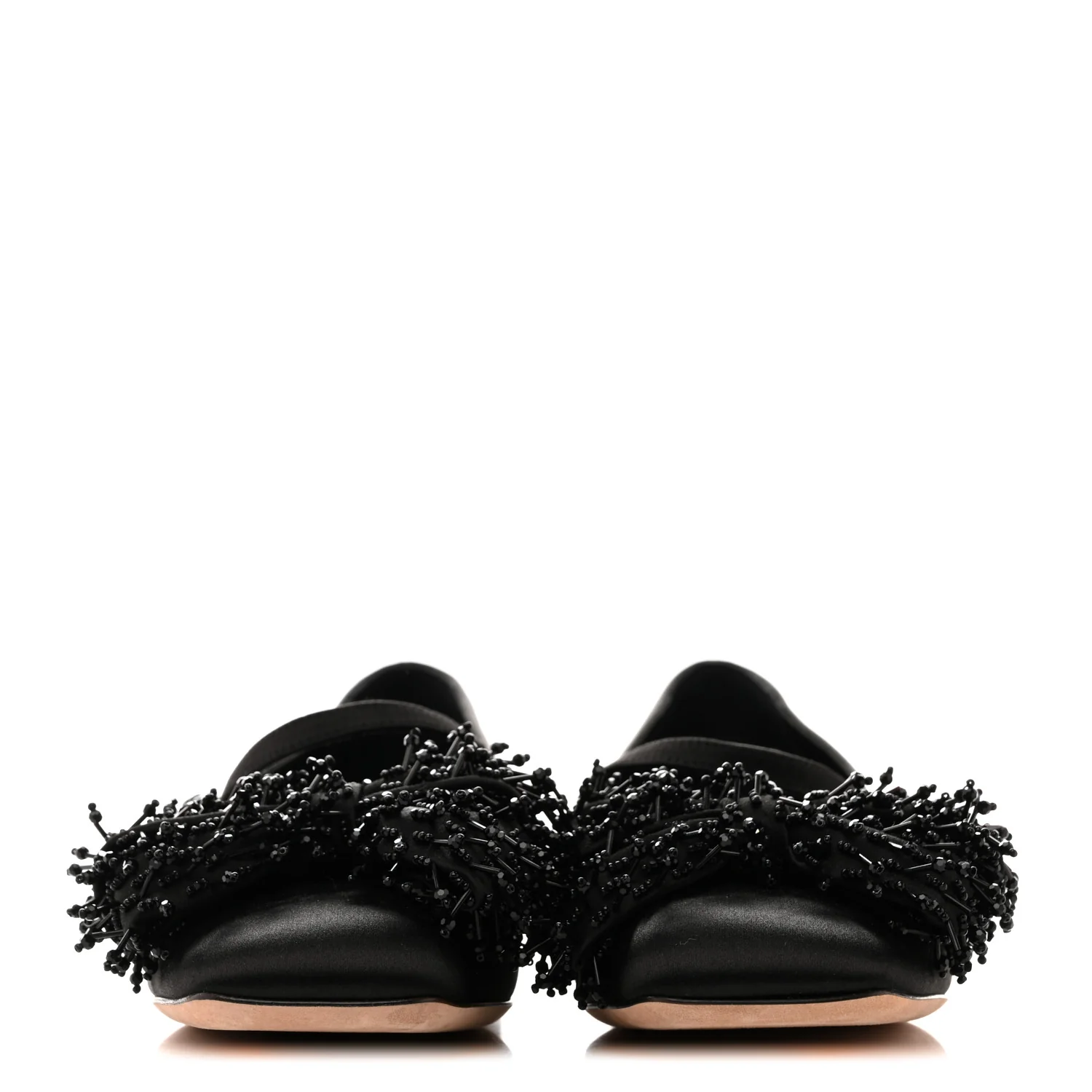 Satin Beaded Bowjane Mary Jane Ballerina Flats 37 Black - Image 3