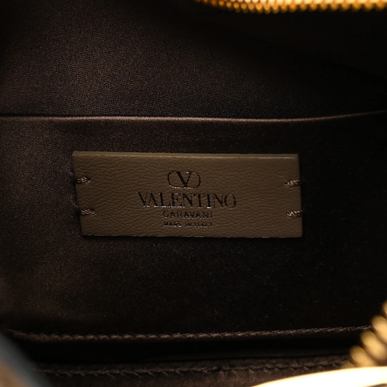 Satin Crystal Mini Vlogo Moon Bag Brown - Image 6