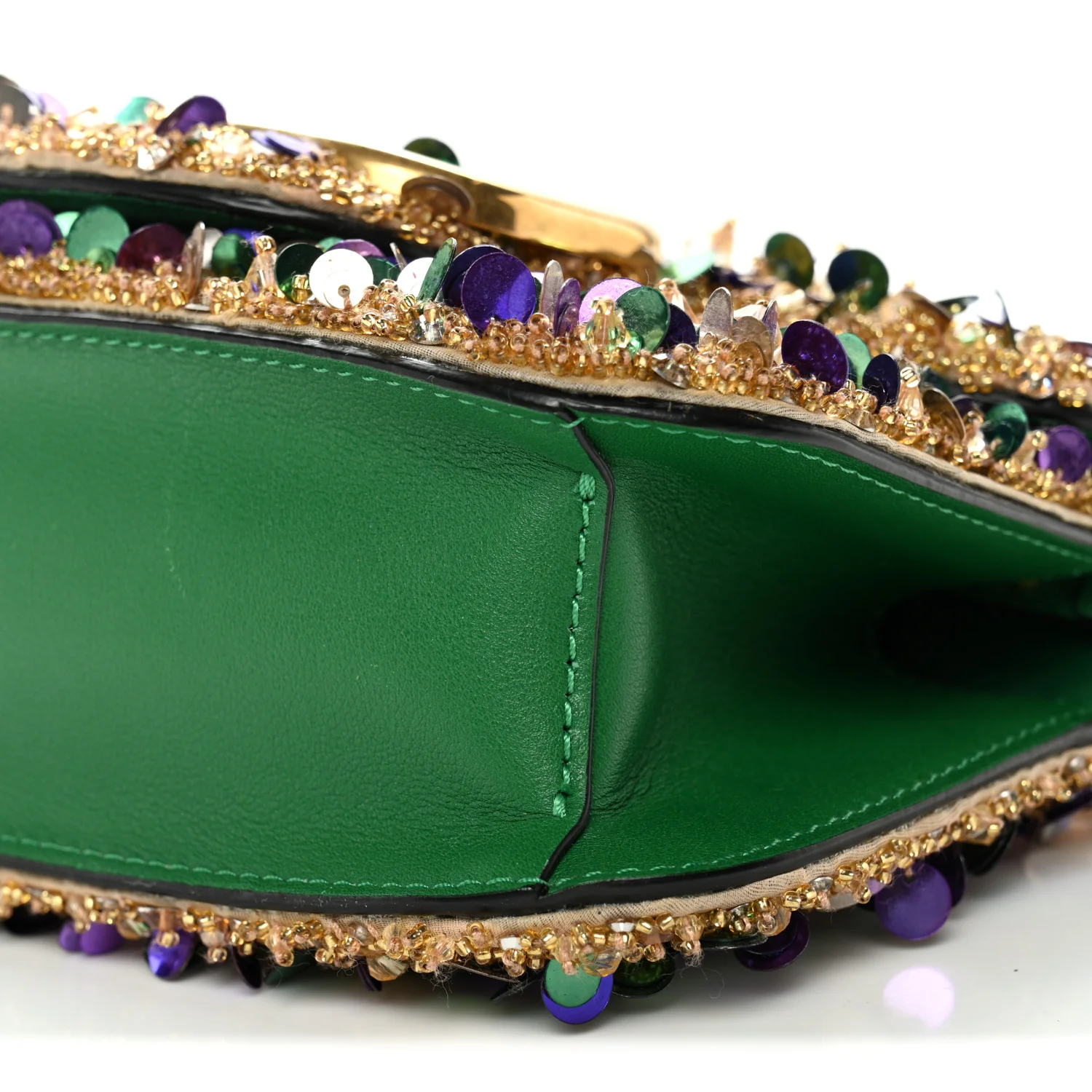 Sequin Crystal Vlogo Embroidered Small Loco Shoulder Bag Gold Multicolor - Image 9