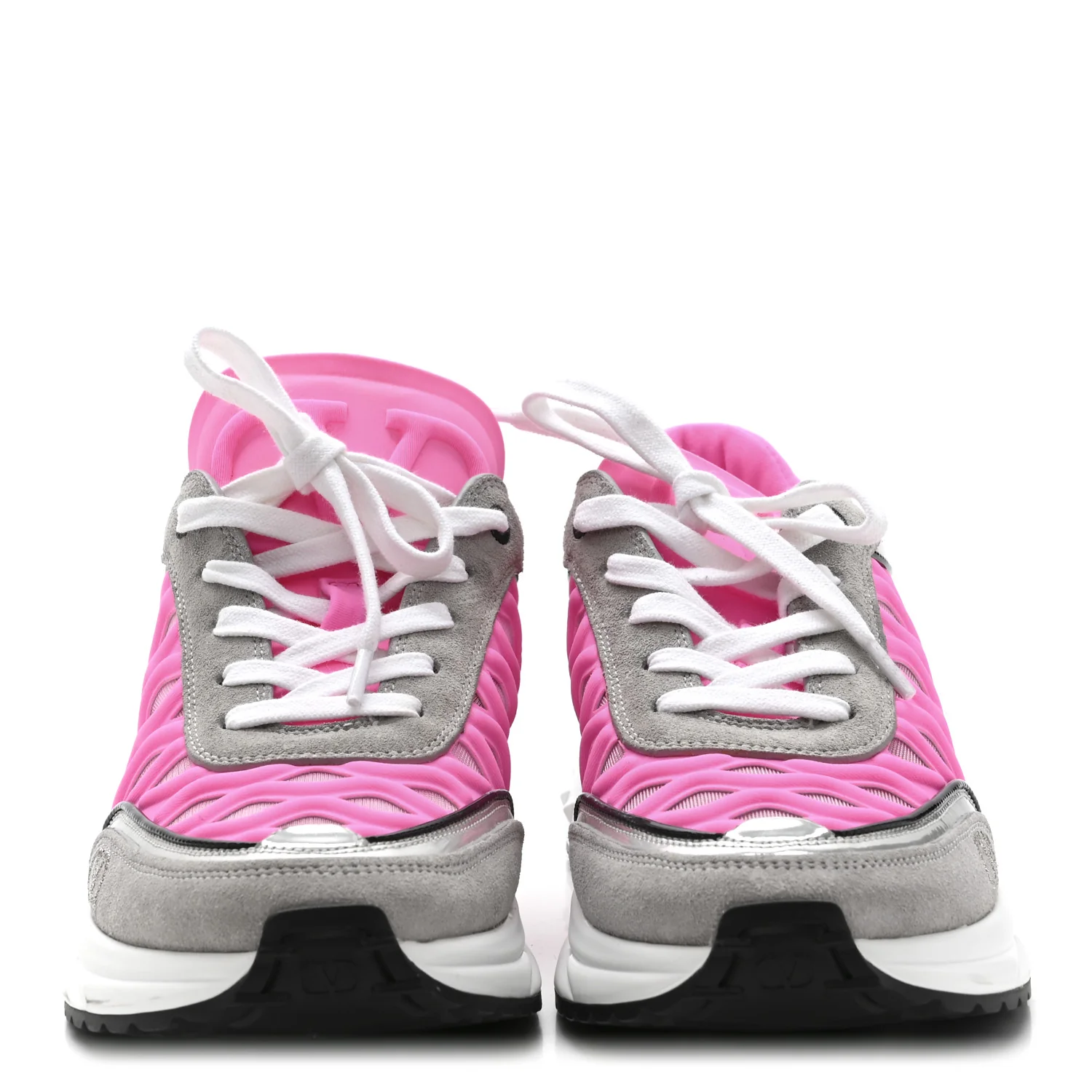 Suede Neoprene Mesh Womens Ready Go Runner Sneakers 38 Electric Pink Grey - Image 3