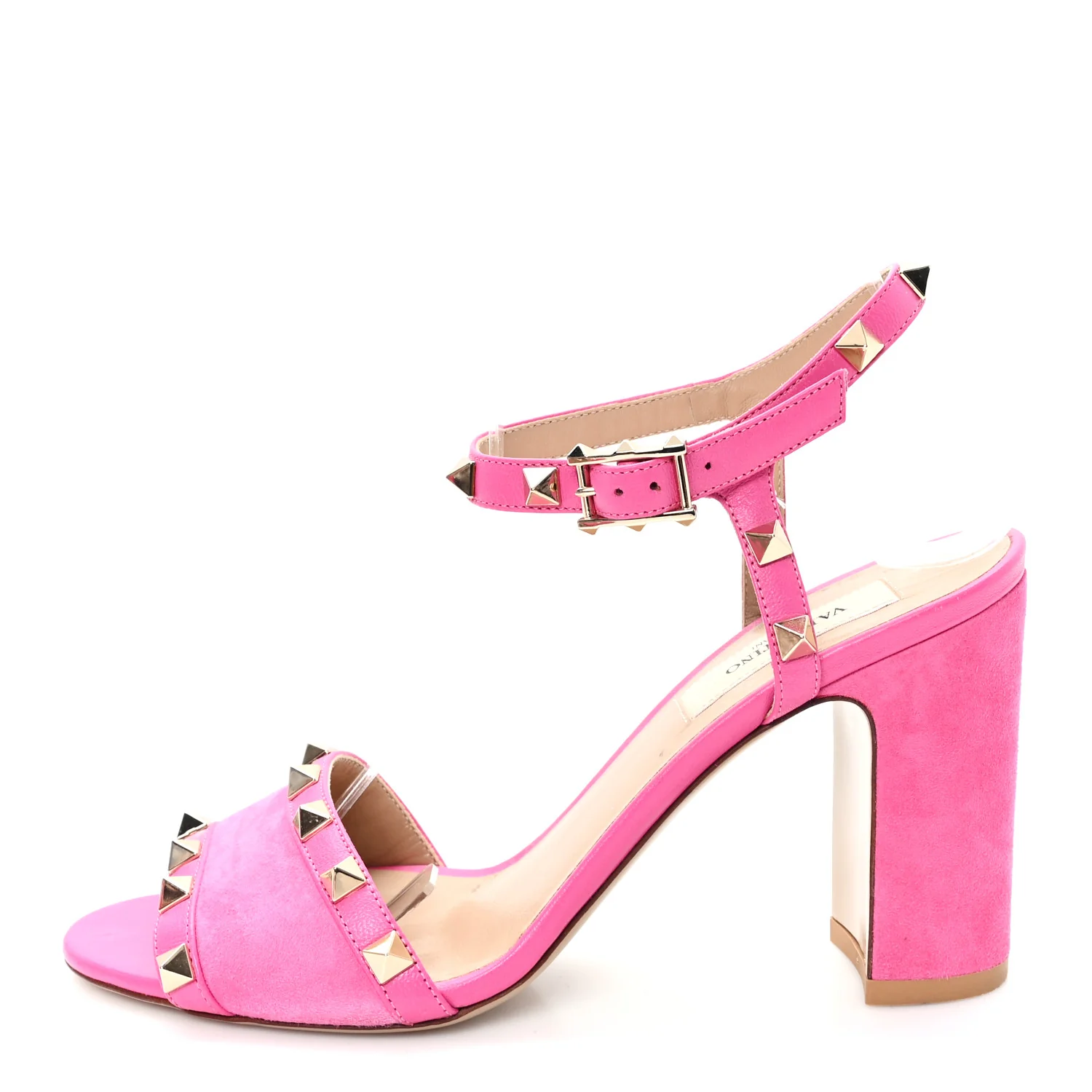 Suede Rockstud Ankle Strap 90mm Sandals 36 Pink Orchid