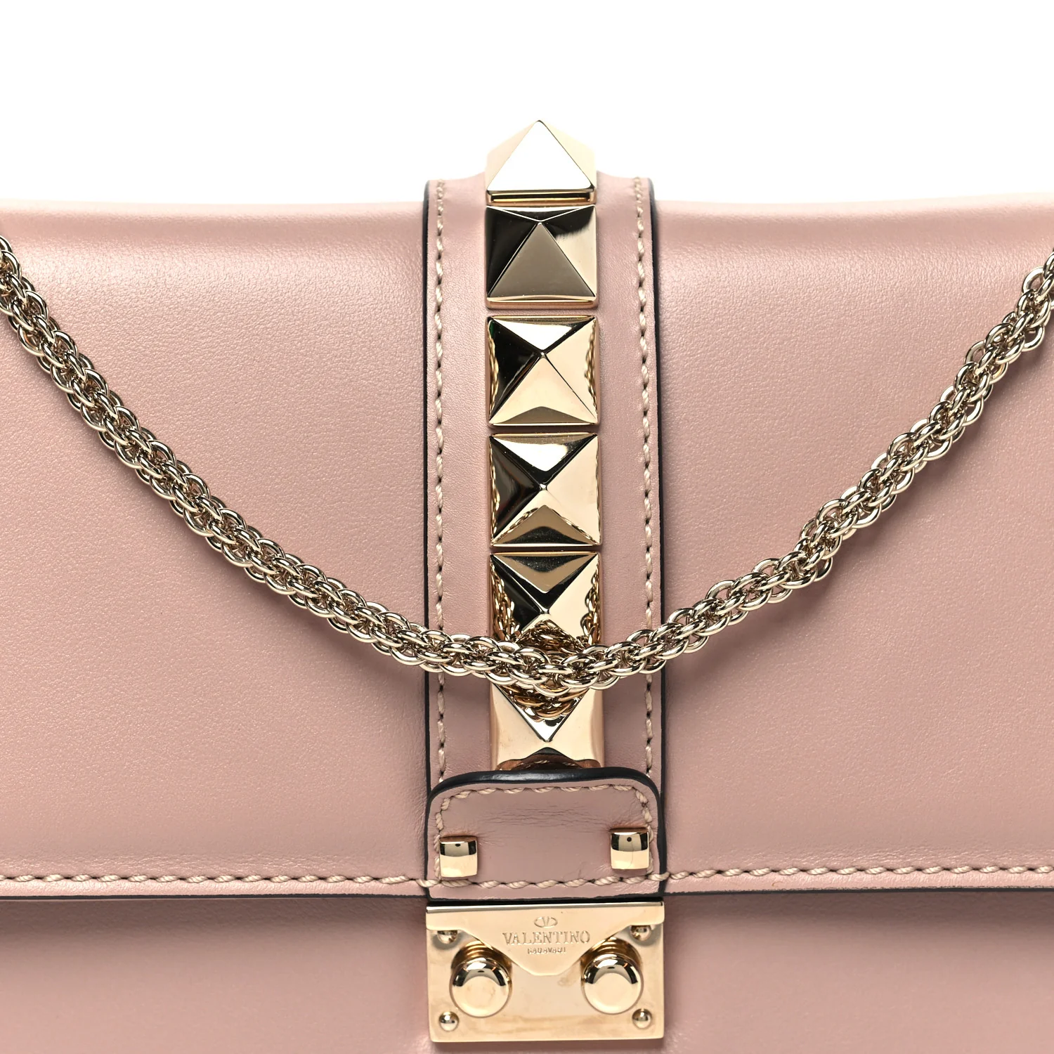 Vitello Medium Glam Lock Rockstud Flap Poudre - Image 7