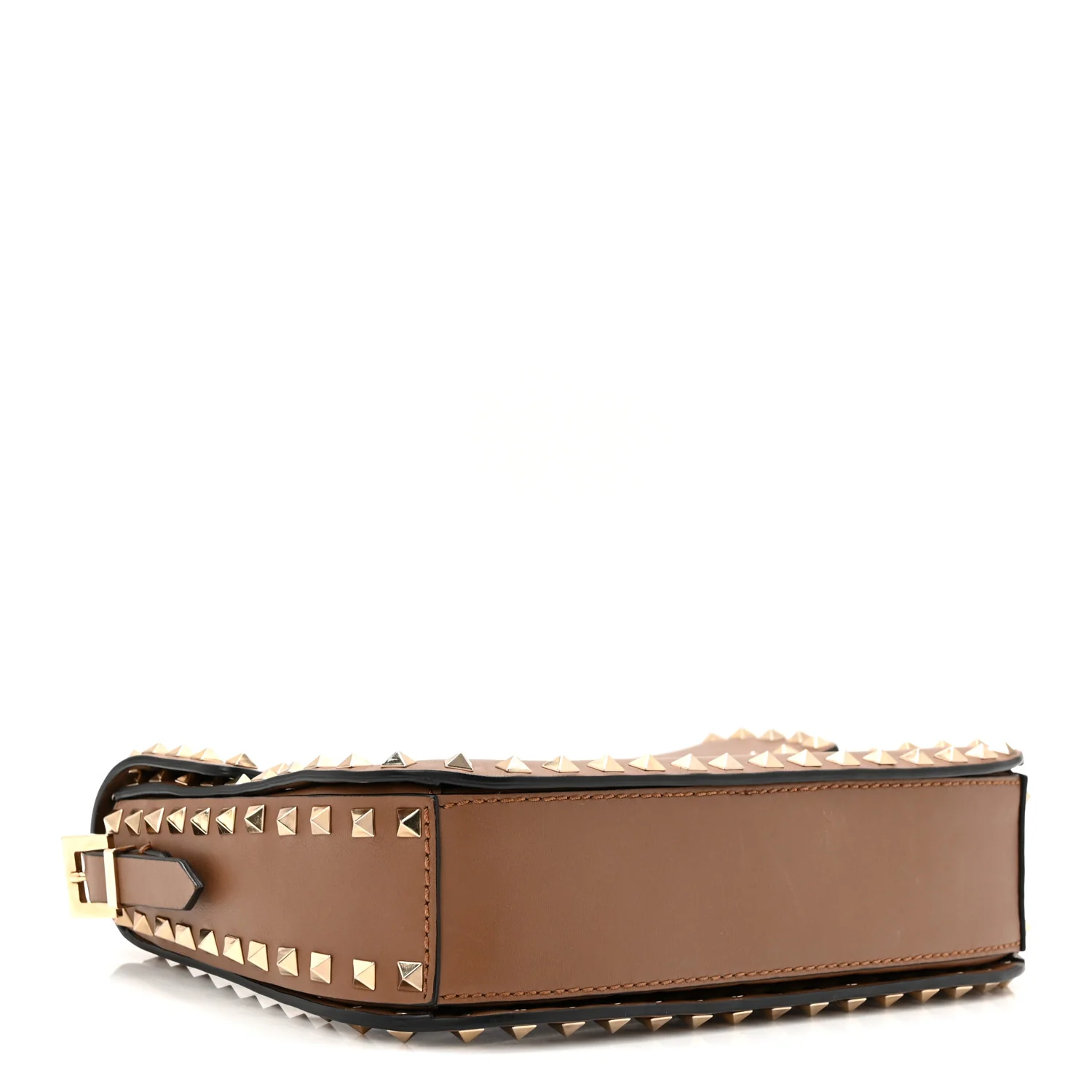 Vitello Medium Rockstud Flap Saddle Bag Brown - Image 4