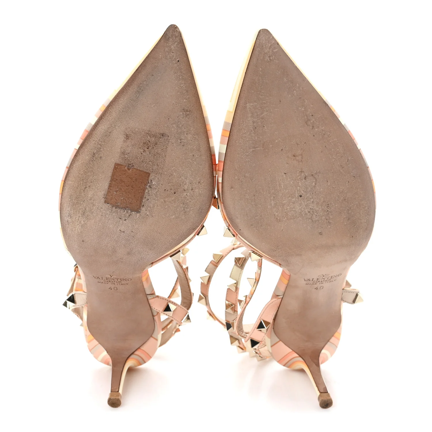 Vitello Native Couture 1975 Rockstud Rolling Ankle Strap Pumps 40 Mandarin Sorbet - Image 6