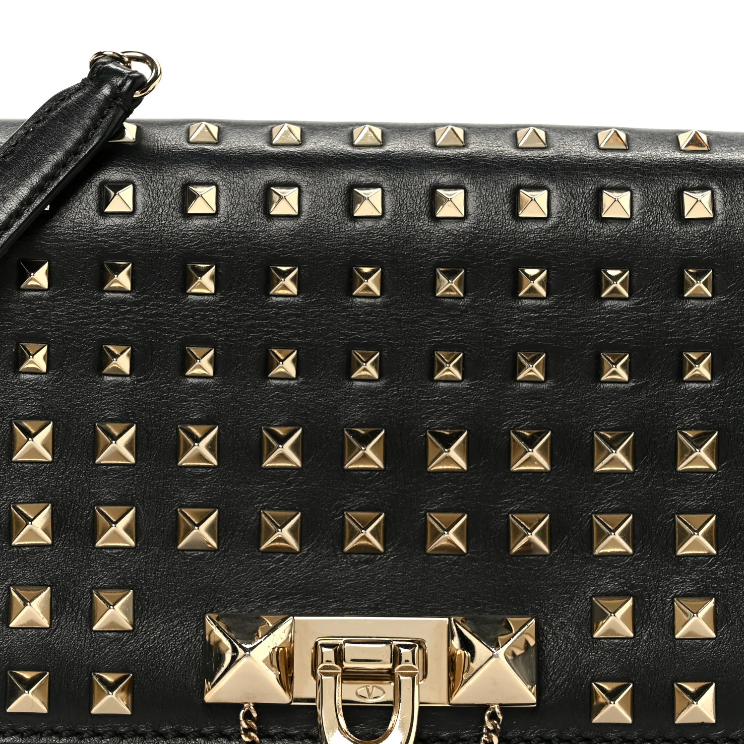 Vitello Rockstud All Over Demilune Shoulder Bag Black - Image 10