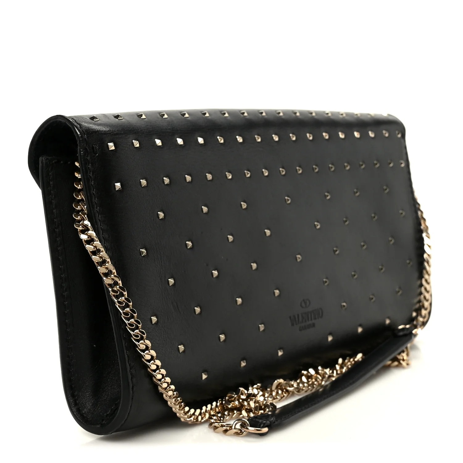 Vitello Rockstud All Over Demilune Shoulder Bag Black - Image 3