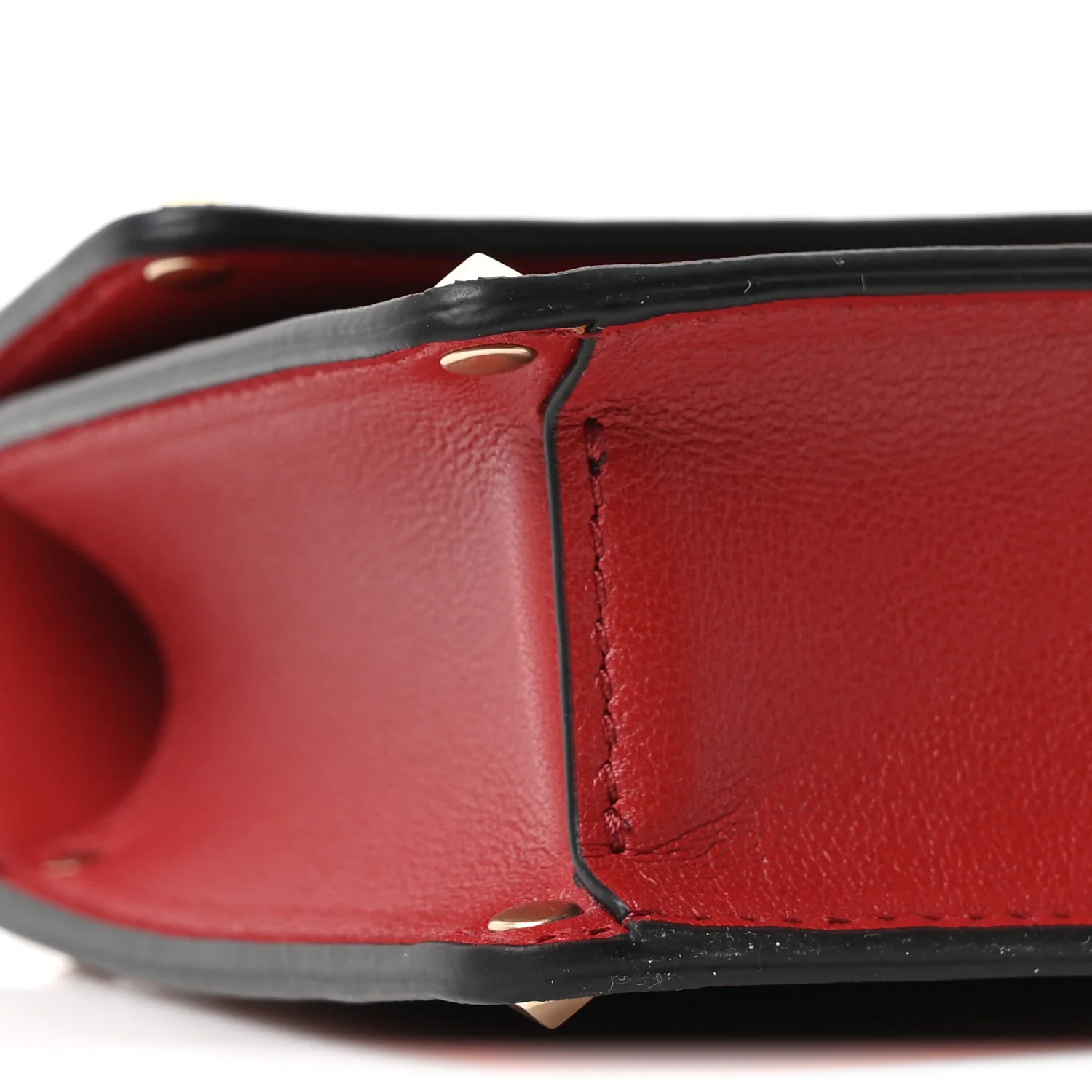 Vitello Rockstud Mini Top Handle Bag Red - Image 8