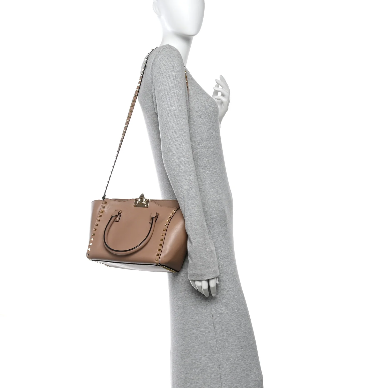 Vitello Small Rockstud Double Handle Tote Alpaca - Image 2