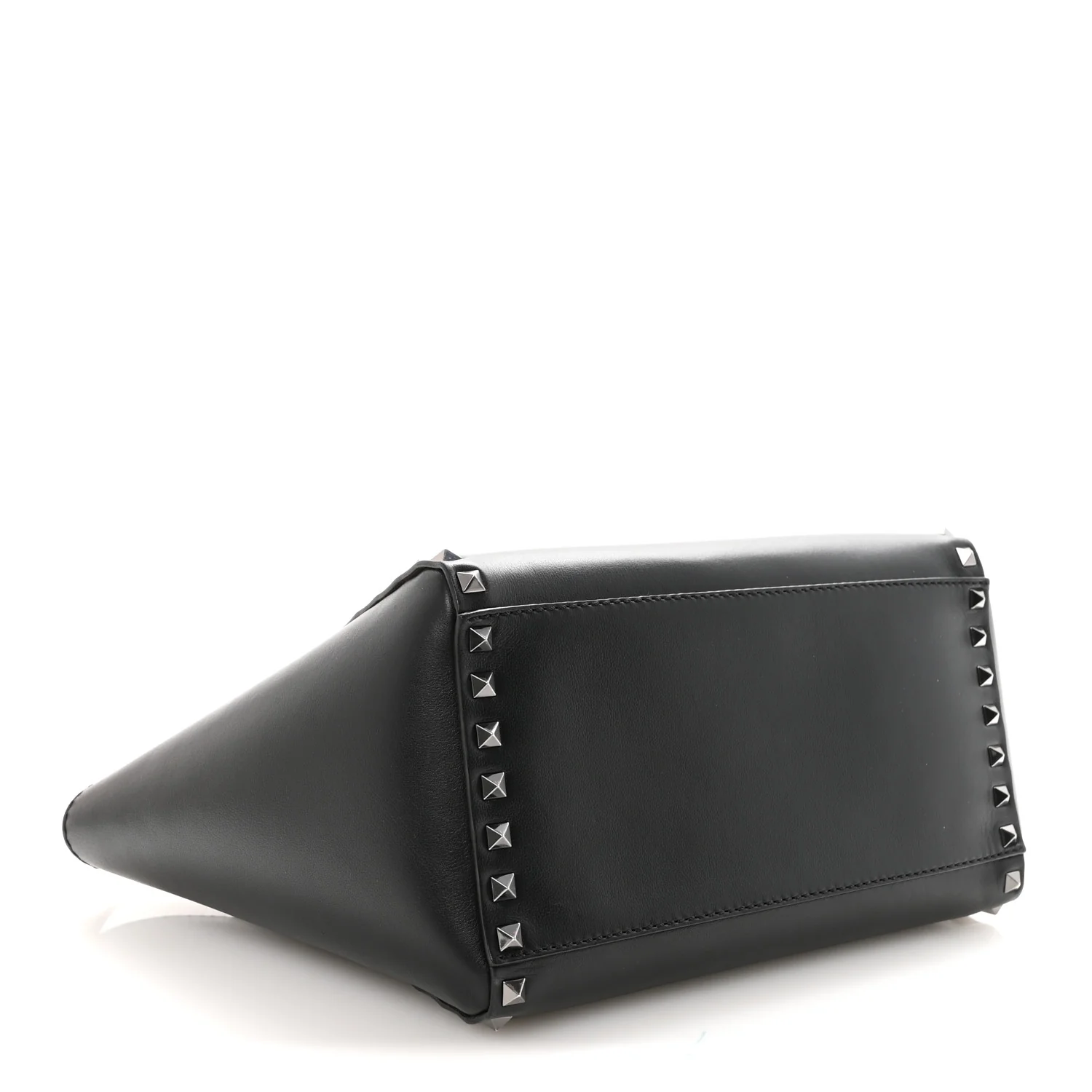 Vitello Small Rockstud Double Handle Tote Black - Image 4