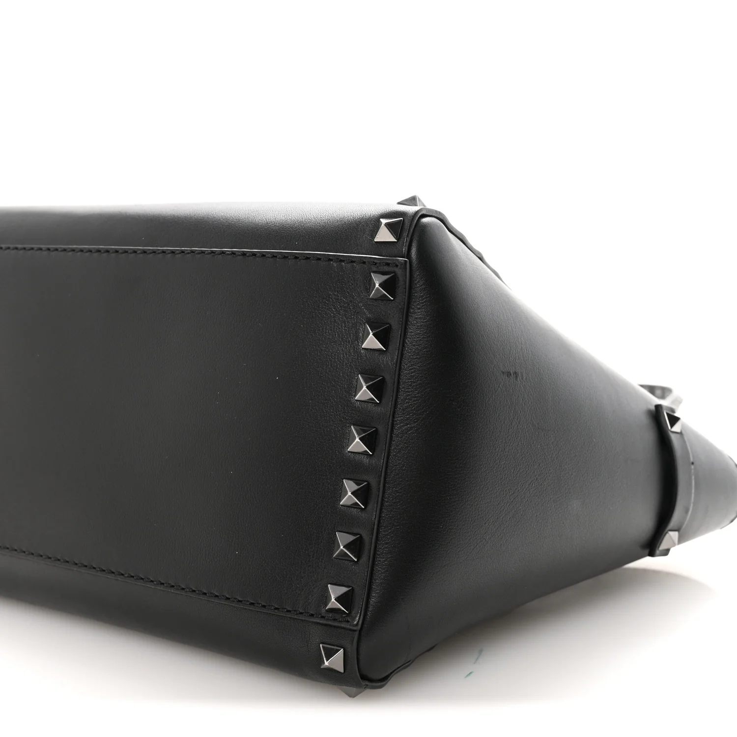 Vitello Small Rockstud Double Handle Tote Black - Image 9