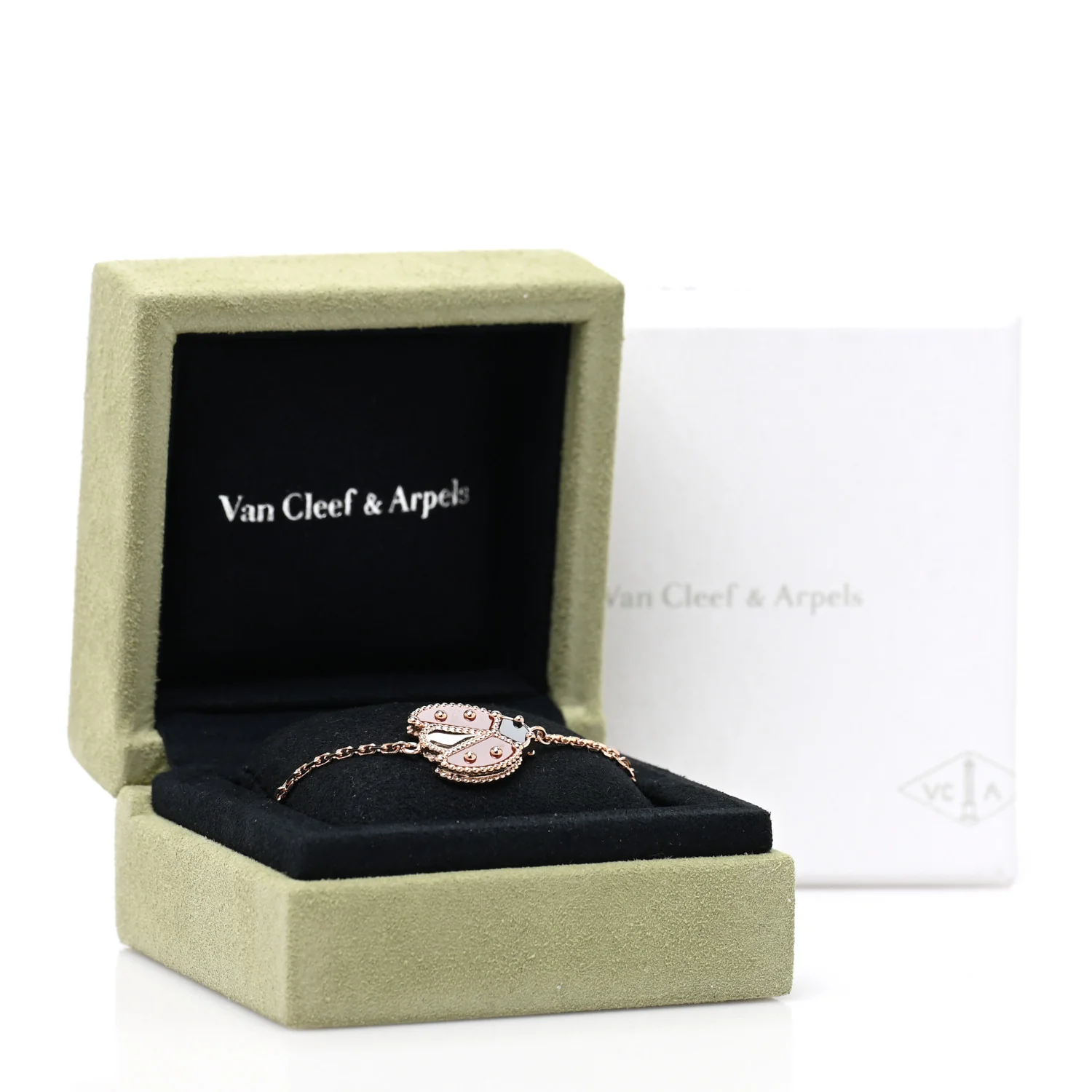 18K Rose Gold Carnelian Onyx Lucky Spring Open Wing Lady Bug Bracelet - Image 4